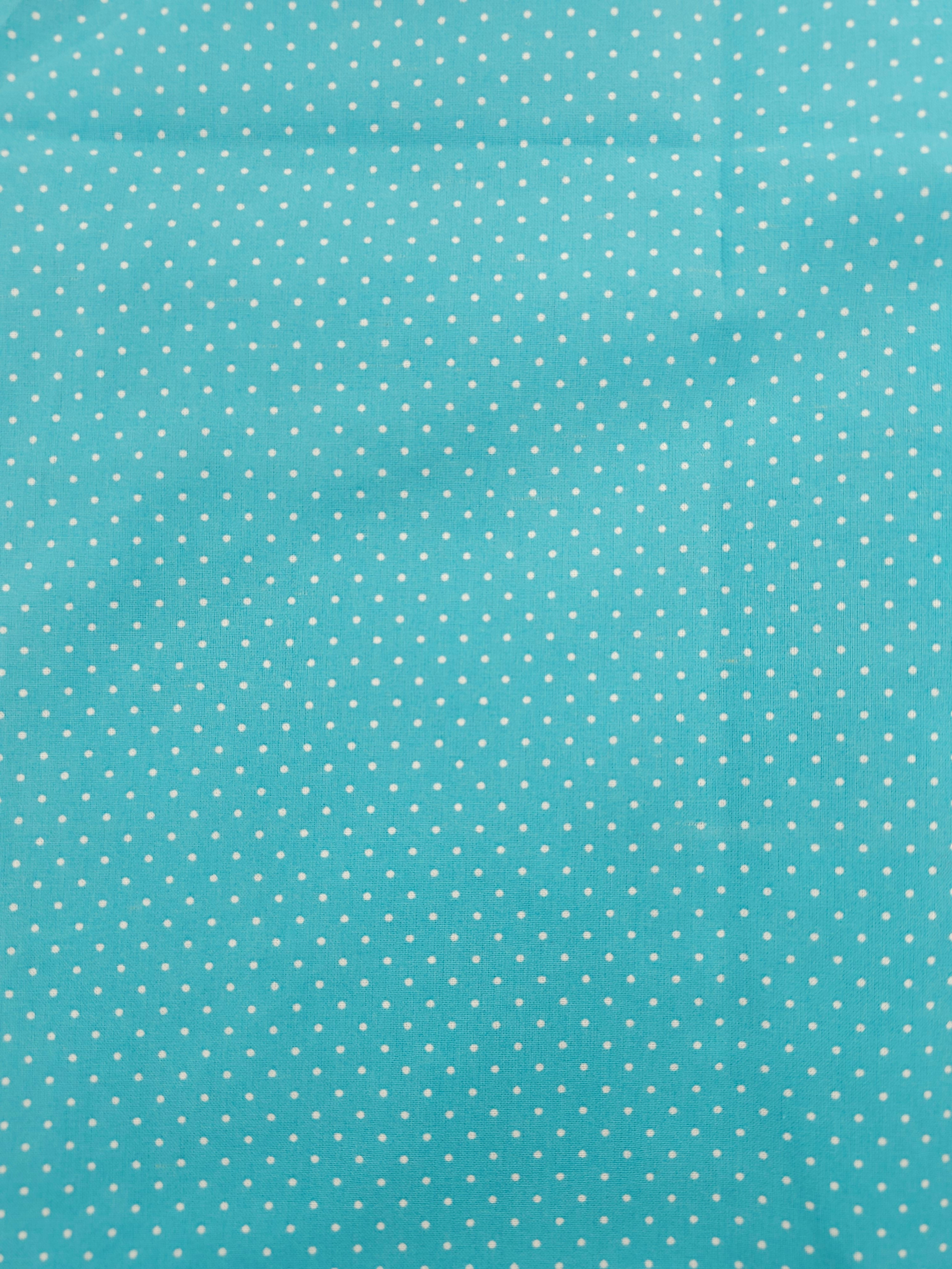 Cyan blue dotted Cotton- 1m piece