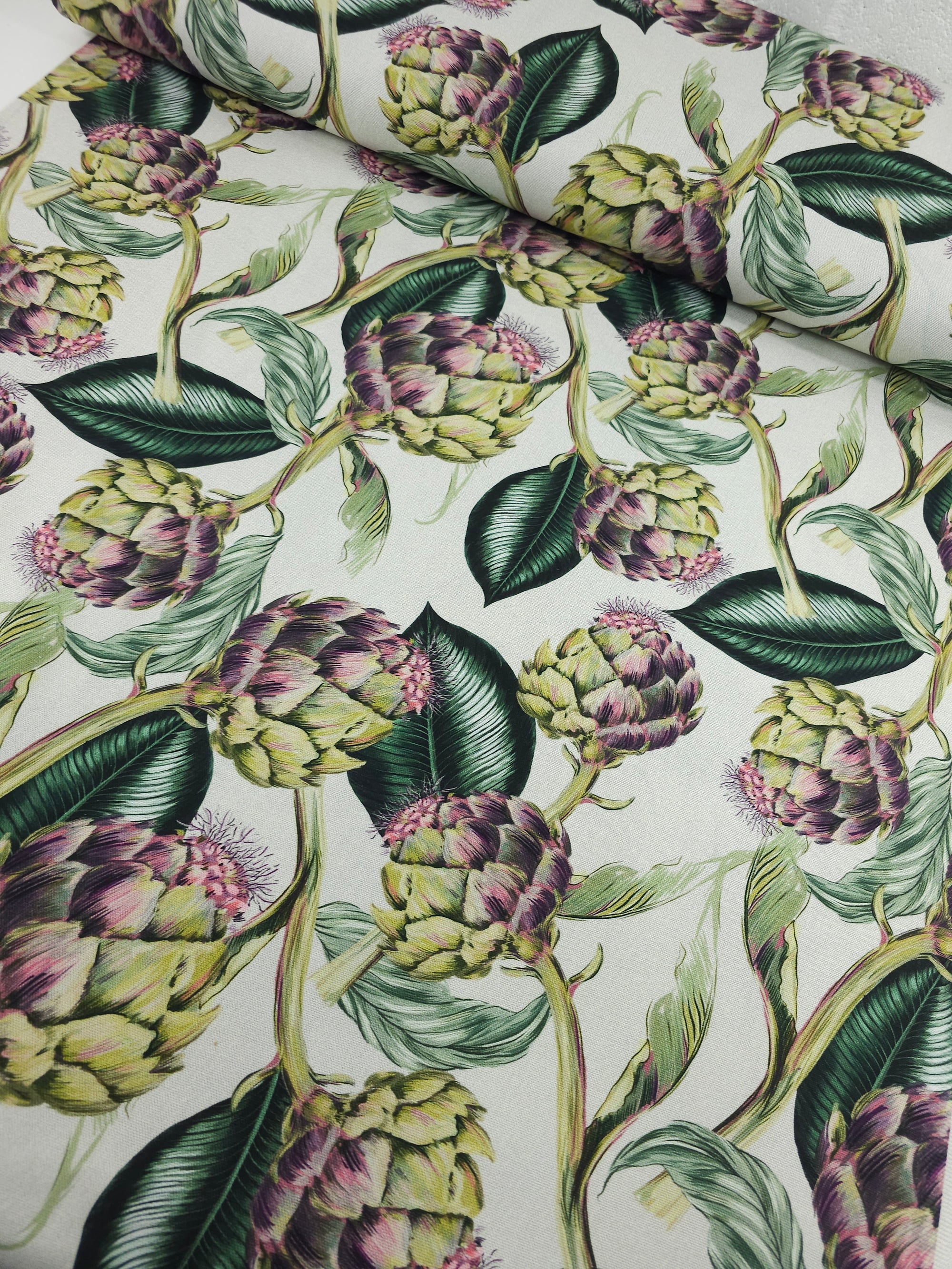 Muted Artichoke Floral Lightweight Canvas Cotton