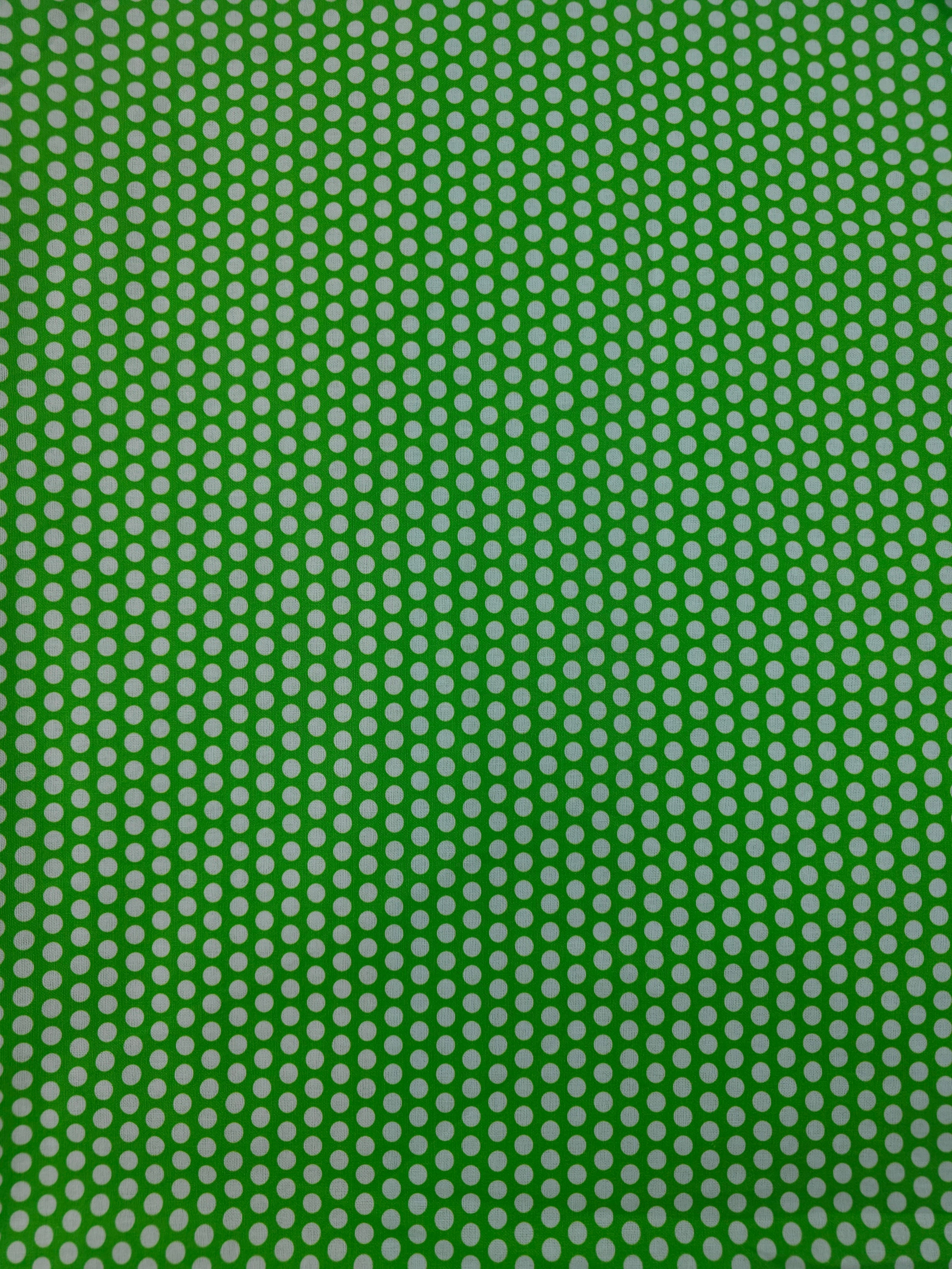 Green polka dot Cotton- 1.7m piece