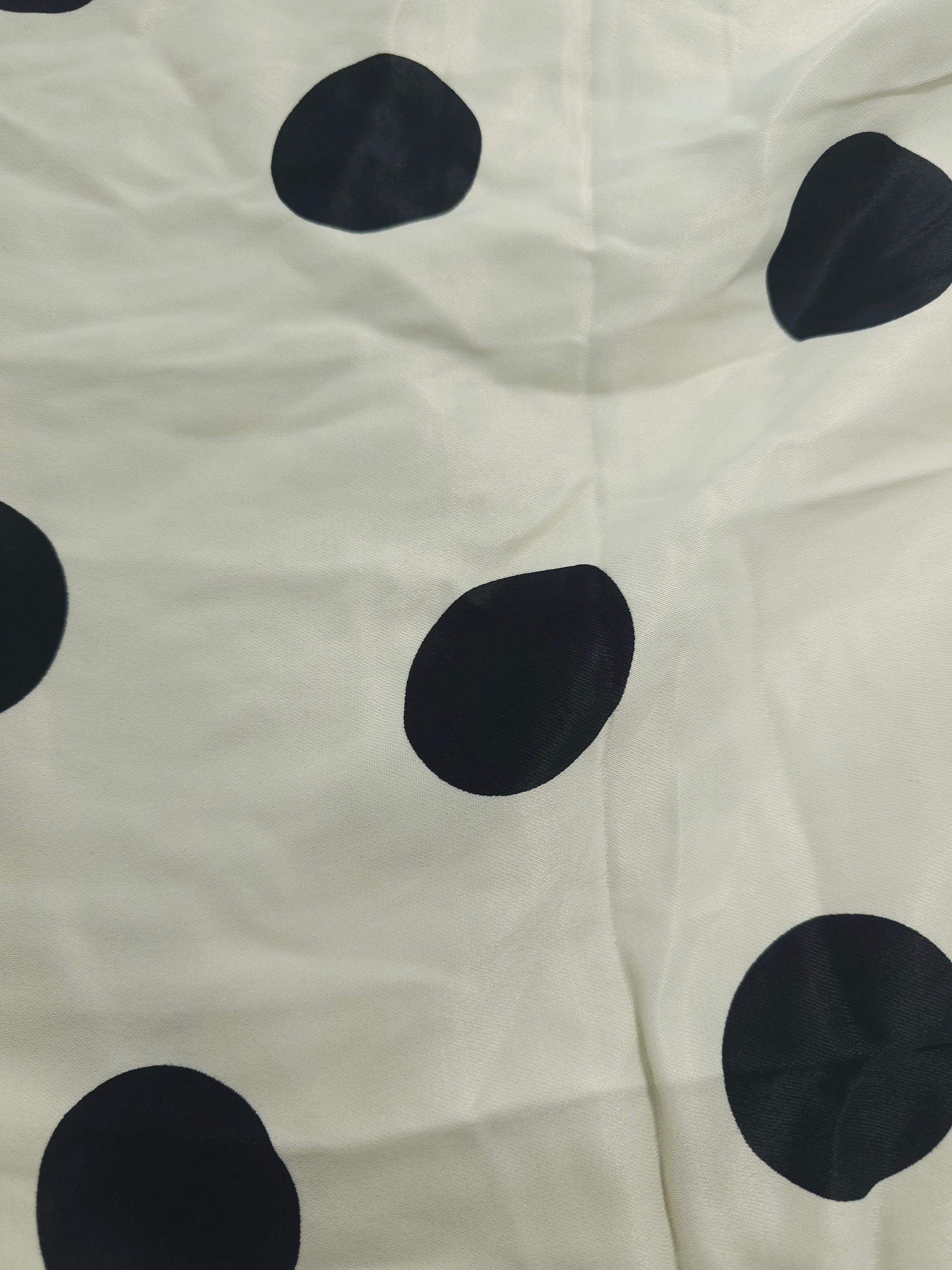 Off white polka Viscose sateen- 2.4m piece