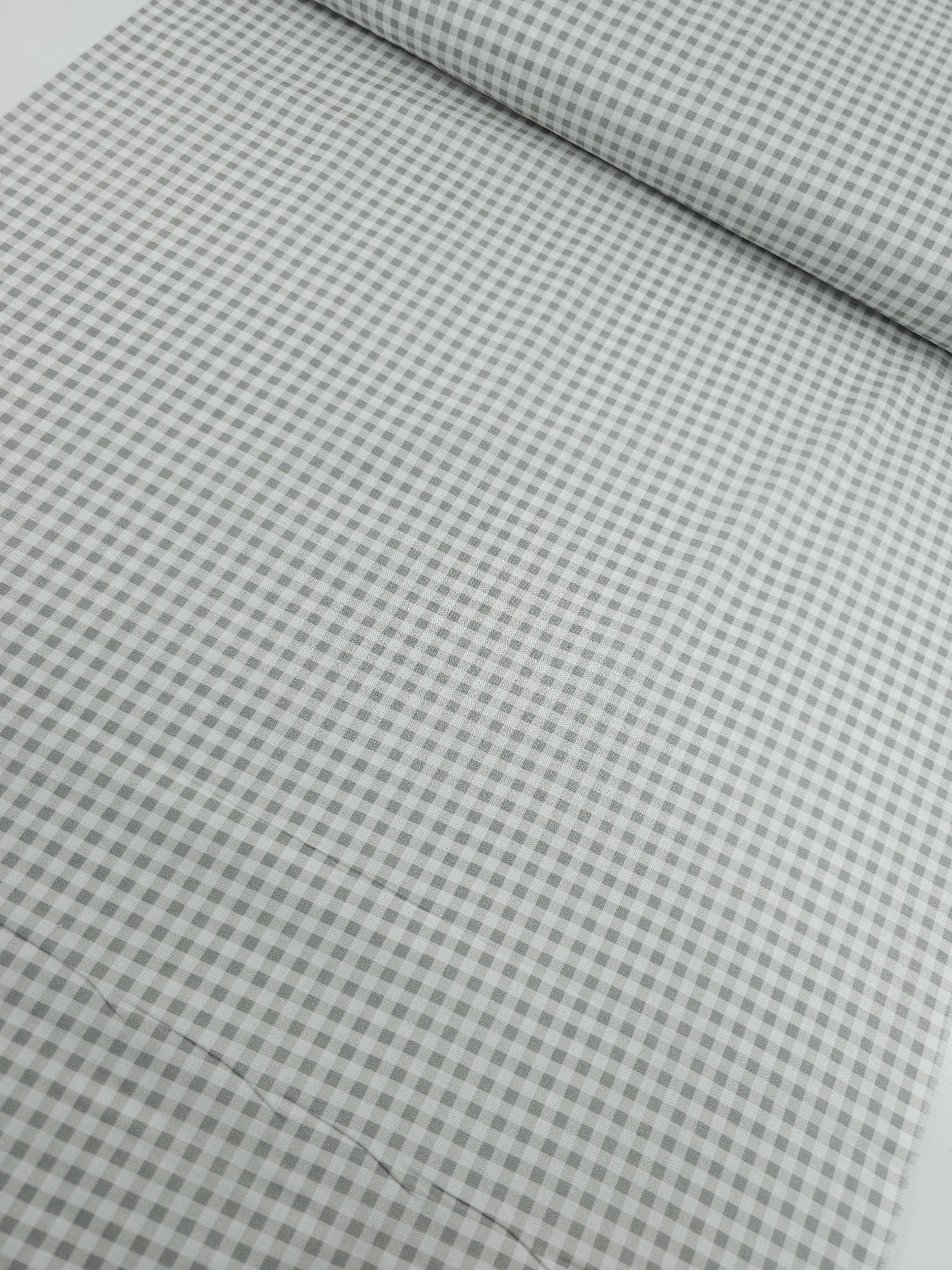 Light Grey/White Small Gingham 100% Cotton