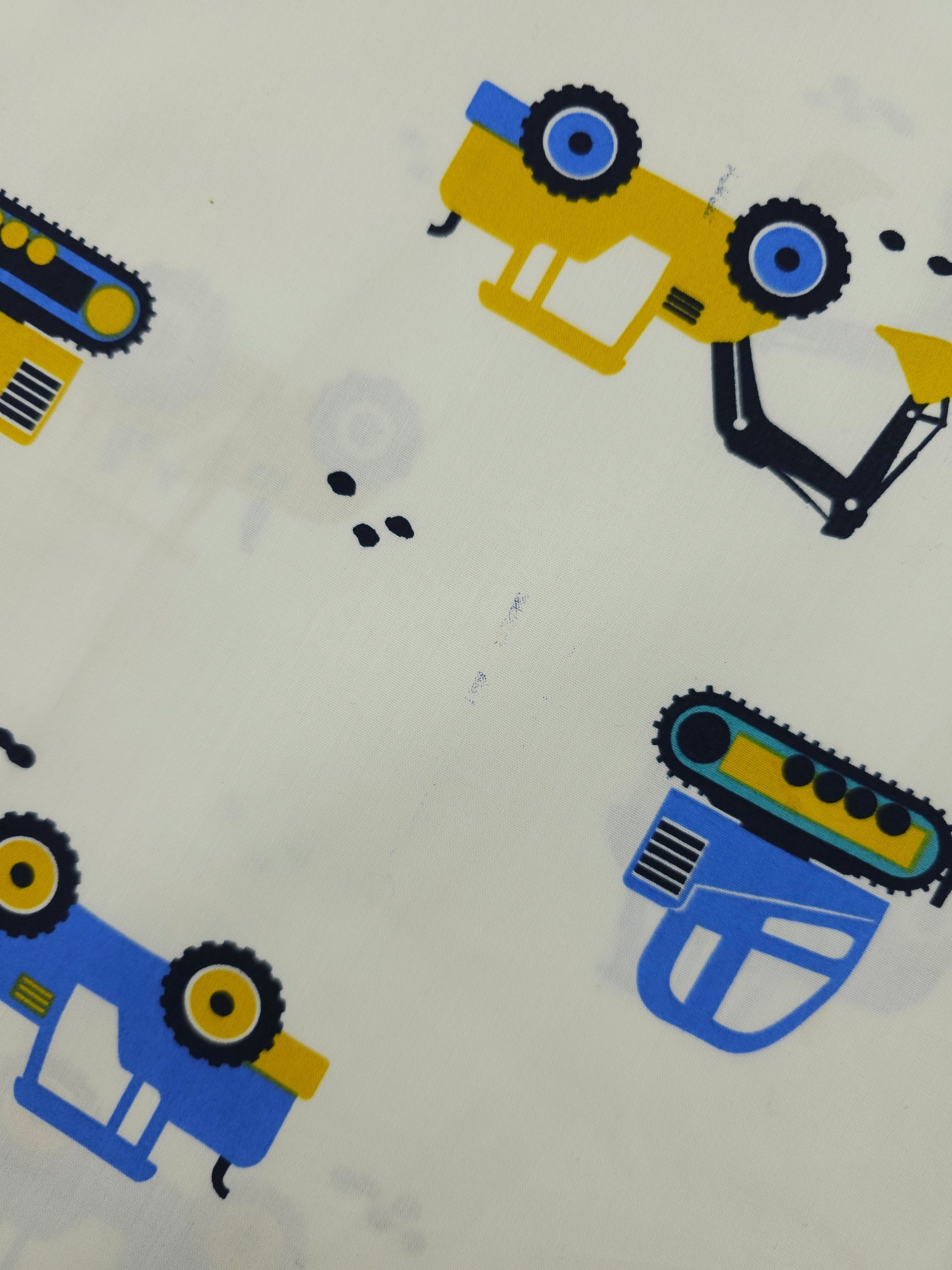 Yellow/Blue Tractors 100% Cotton 60" *DEFECT*
