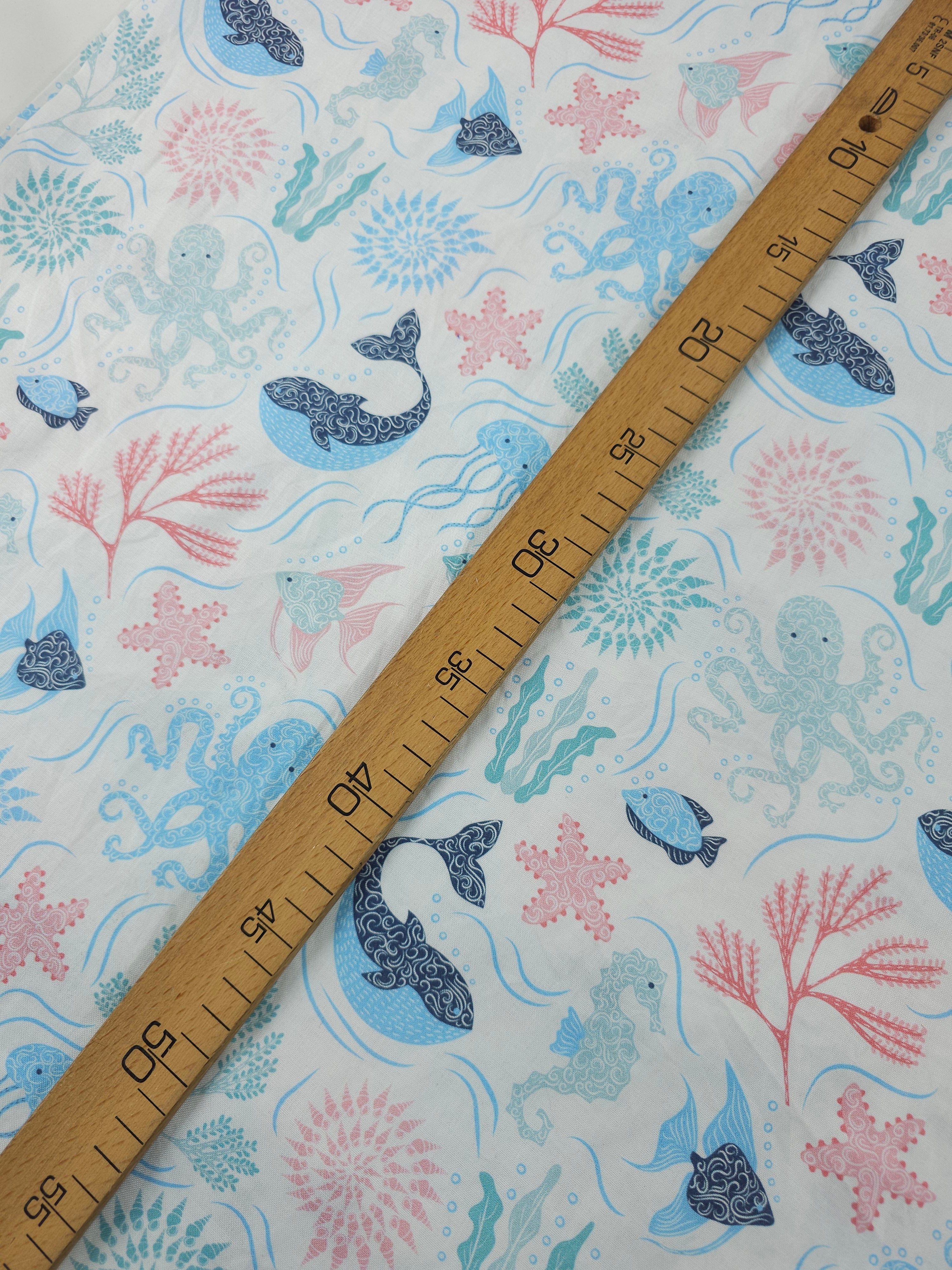 Pastel Sea Life 100% Cotton