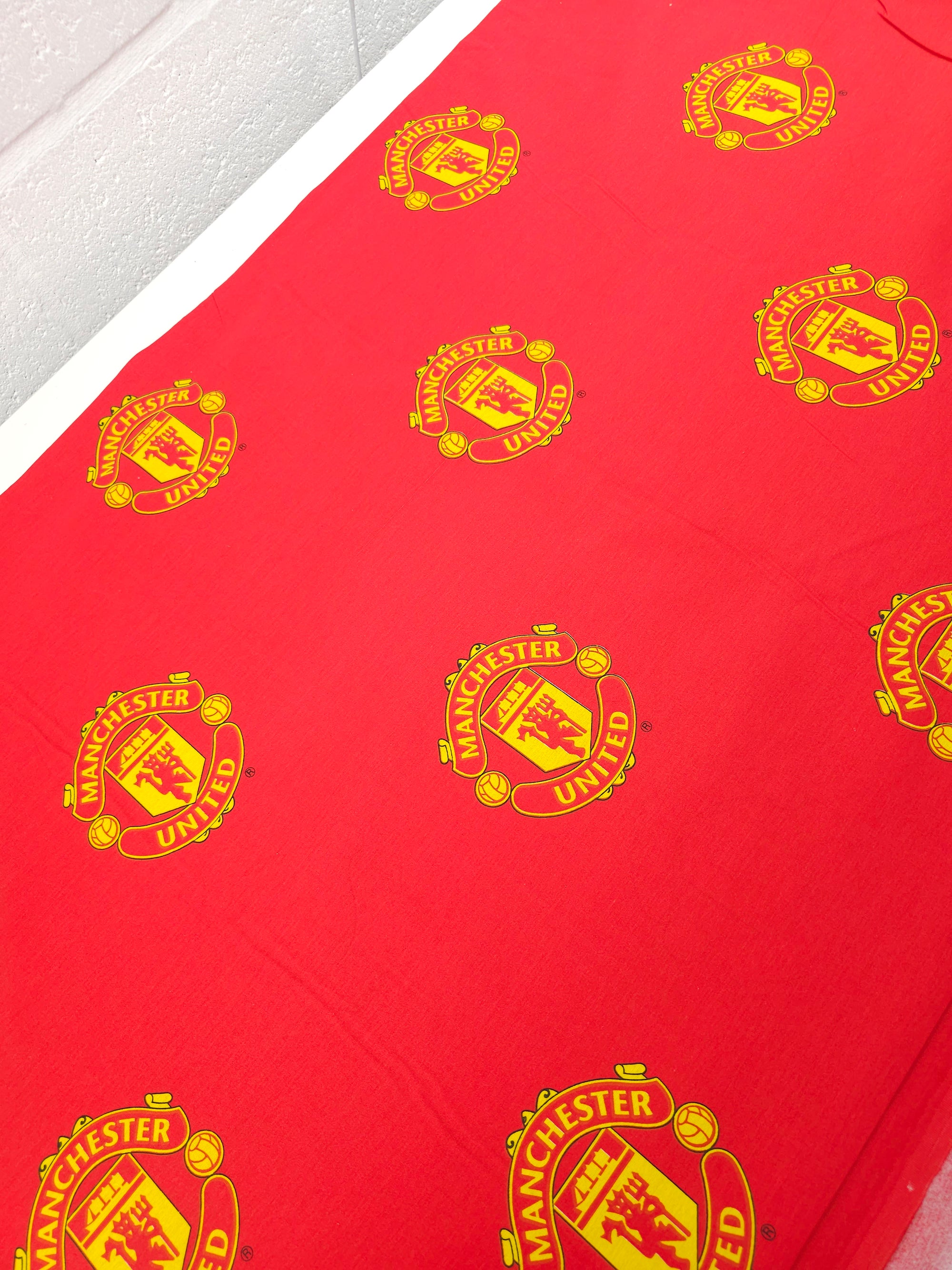 Red Machester United FC Emblem 100% Cotton Football Fabric 98" *EXTRA WIDE*