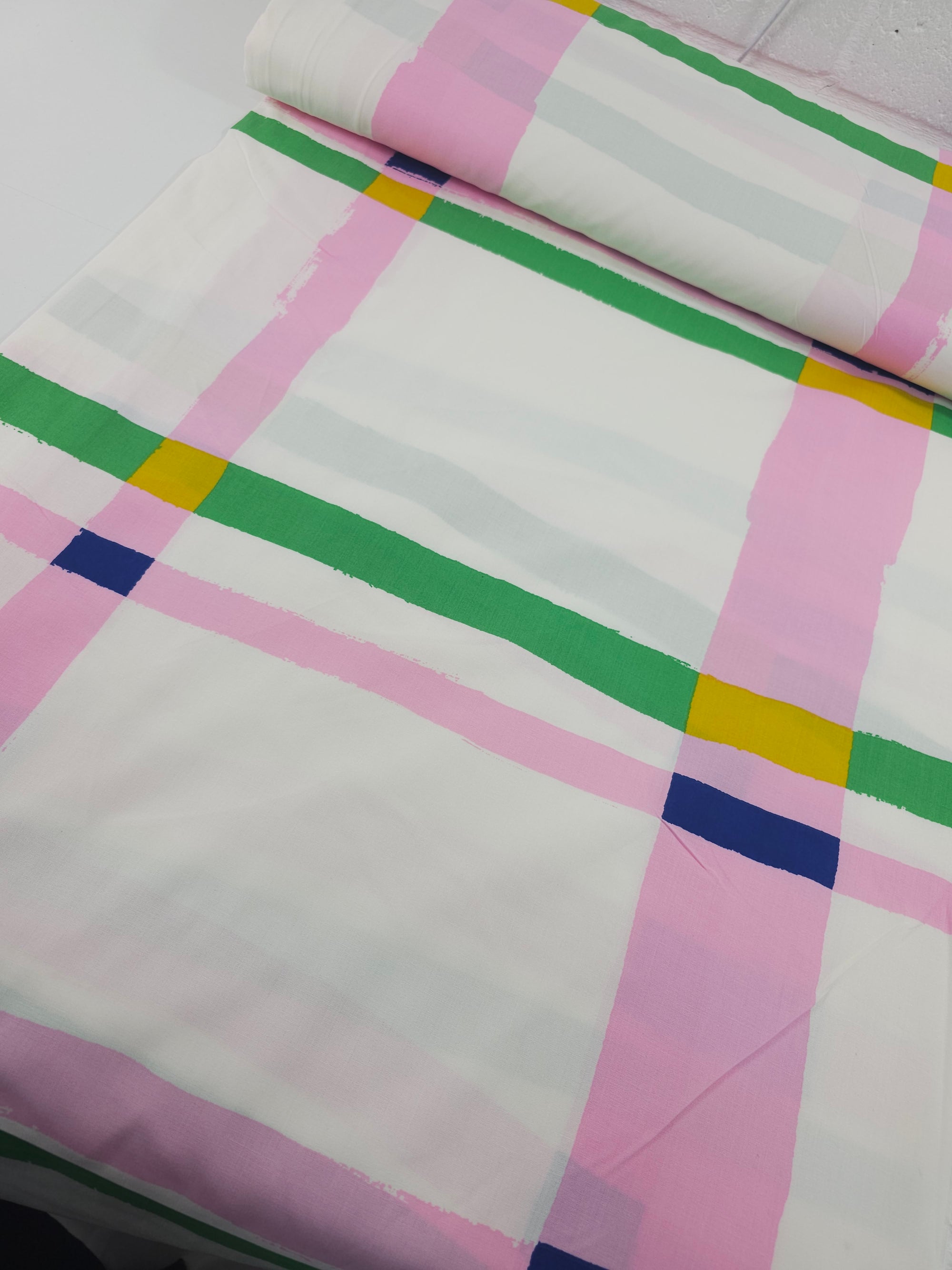 Pink Grid Check 100% Cotton 94” *EXTRA WIDE*