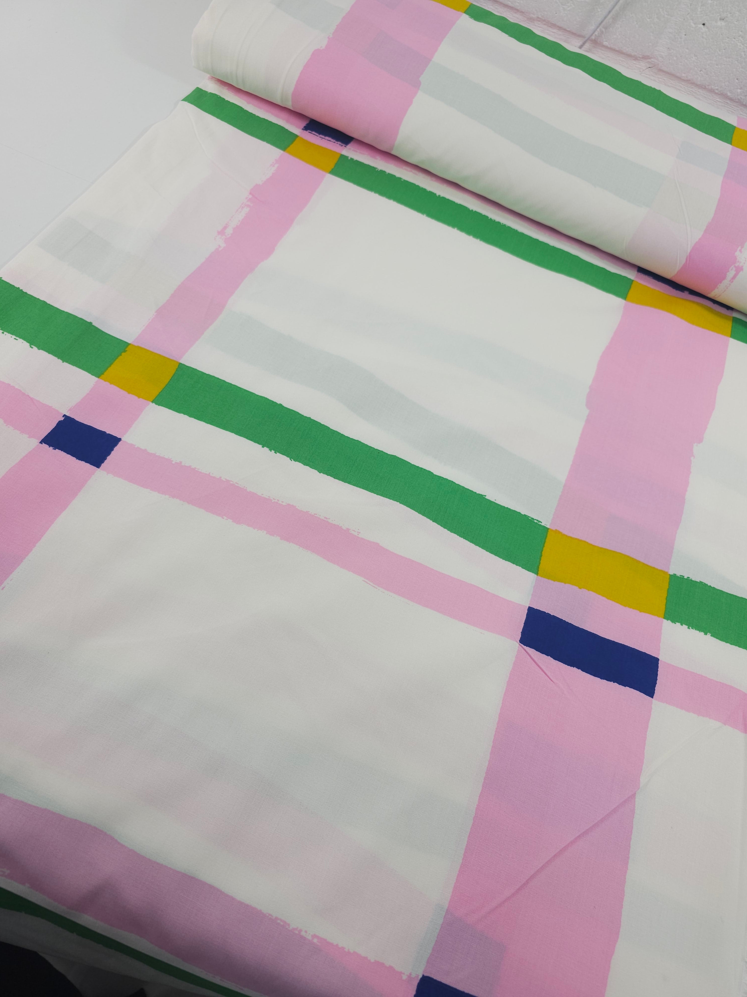 Pink Grid Check 100% Cotton 94” *EXTRA WIDE*