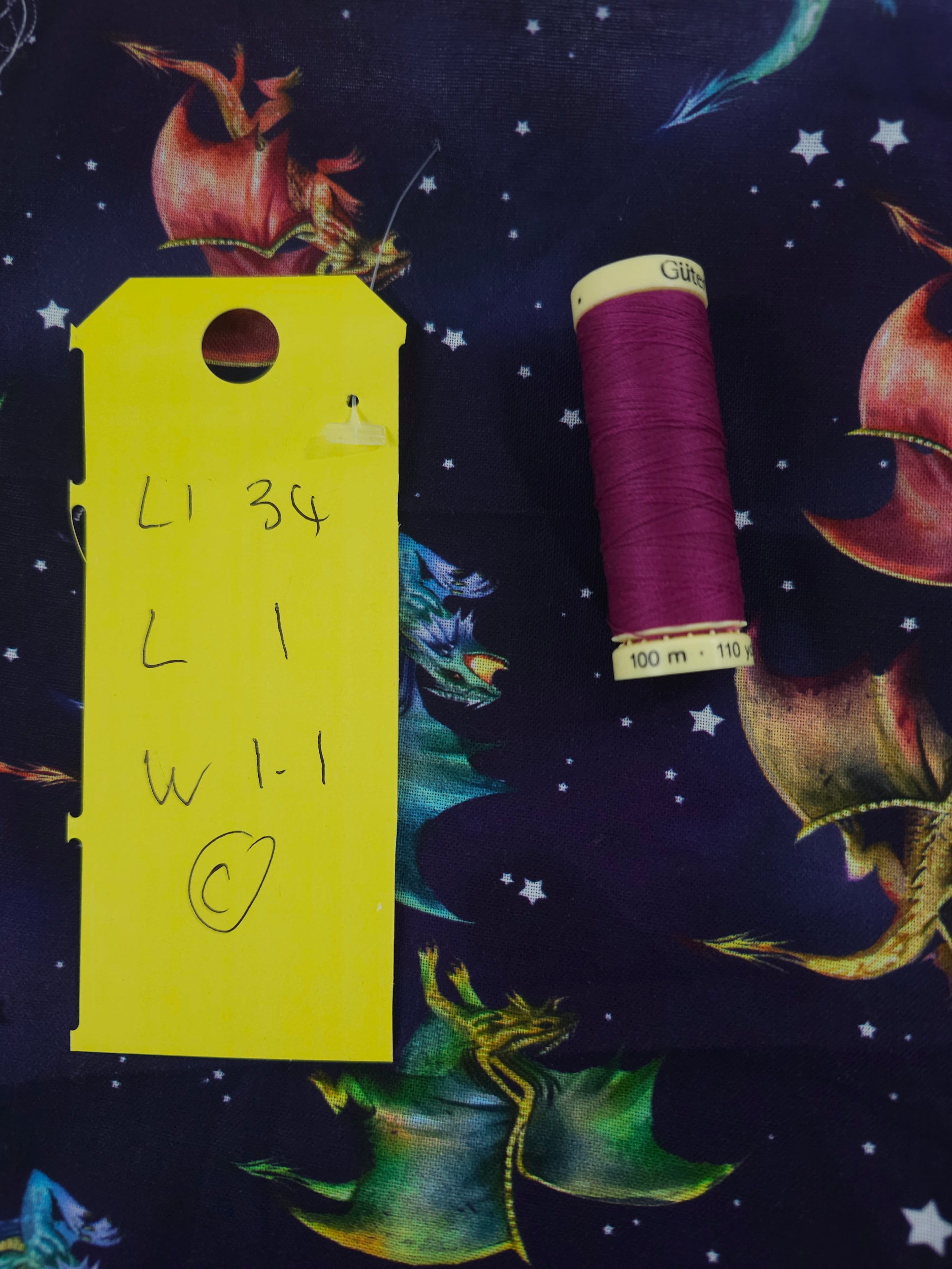 Midnight dragons Cotton- 1m piece