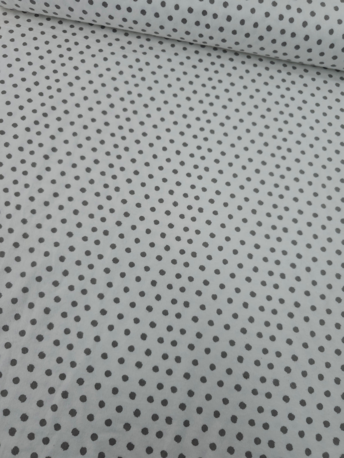 White/Grey Polka Dot Lightweight Flannel Cotton