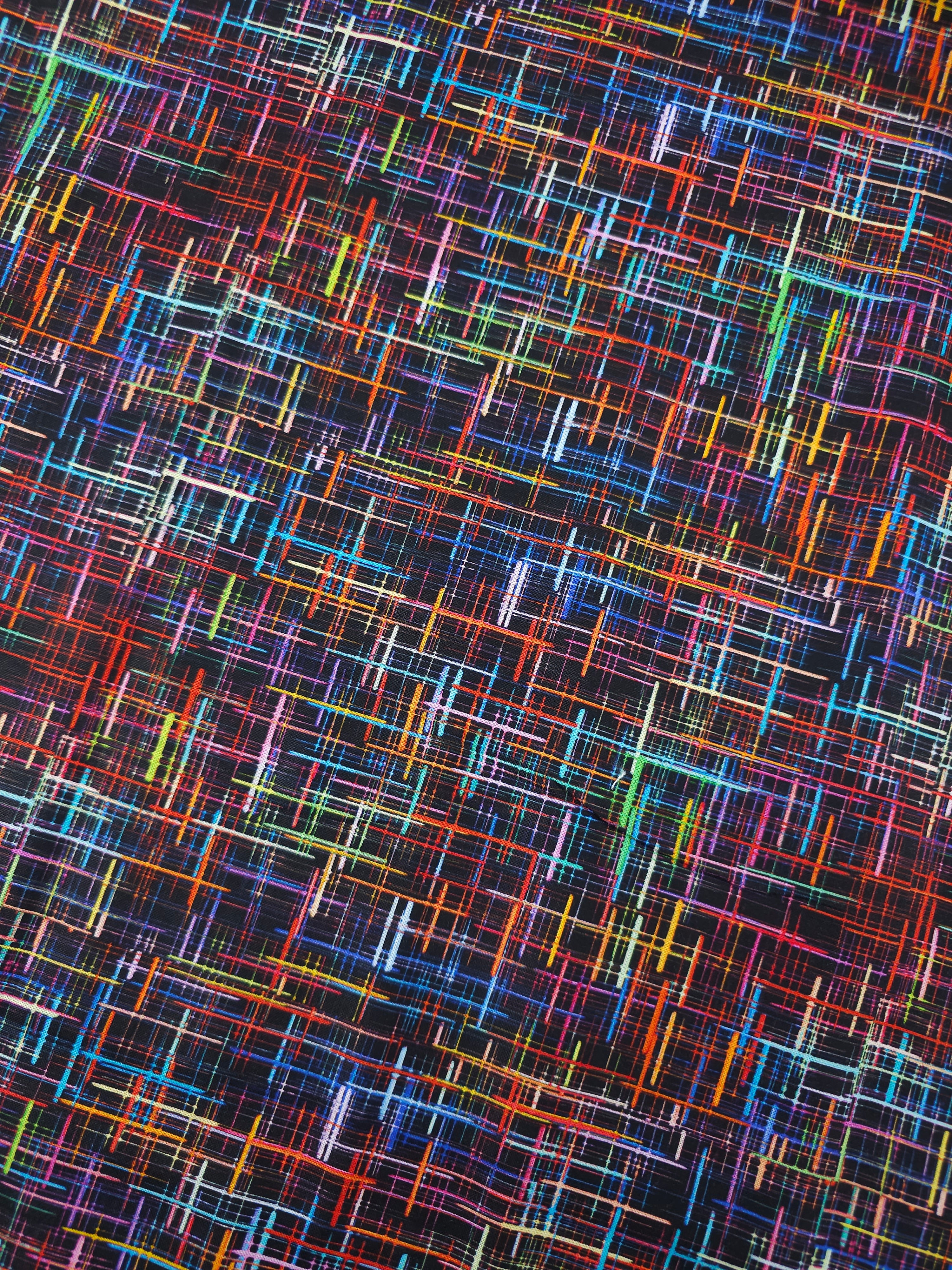 Neon Static Grid Lines 100% Cotton