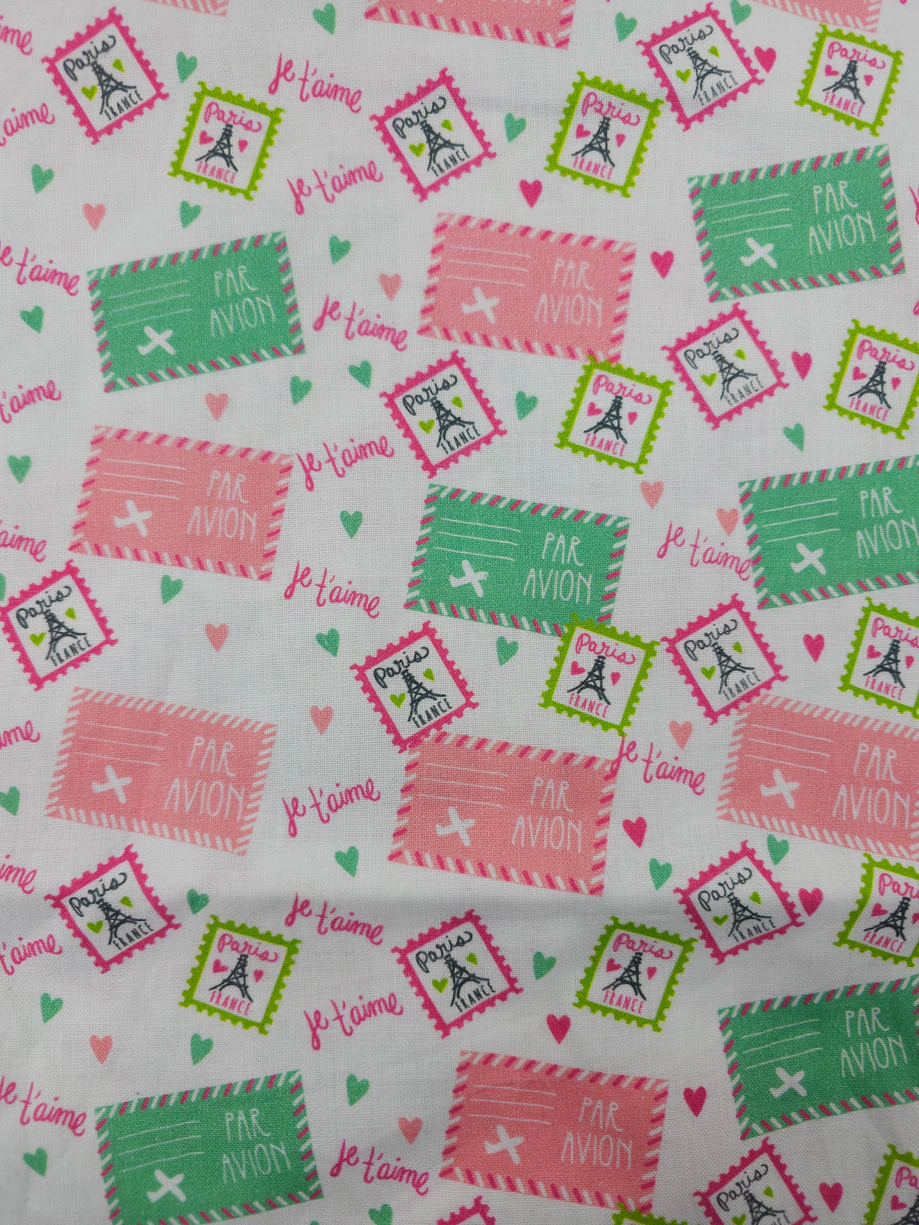 Paris stamps Cotton- 0.7m piece