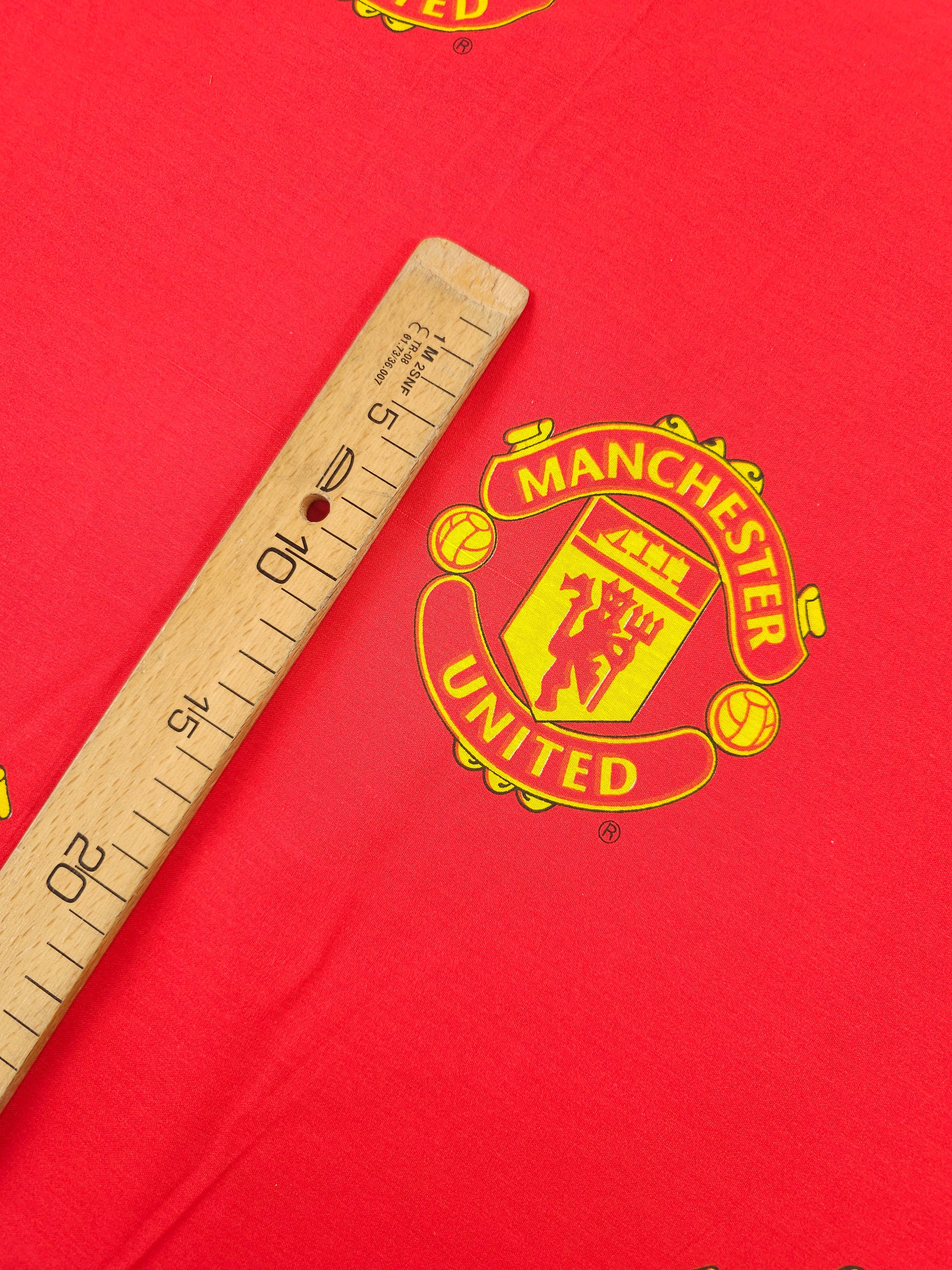 Red Machester United FC Emblem 100% Cotton Football Fabric 98" *EXTRA WIDE*