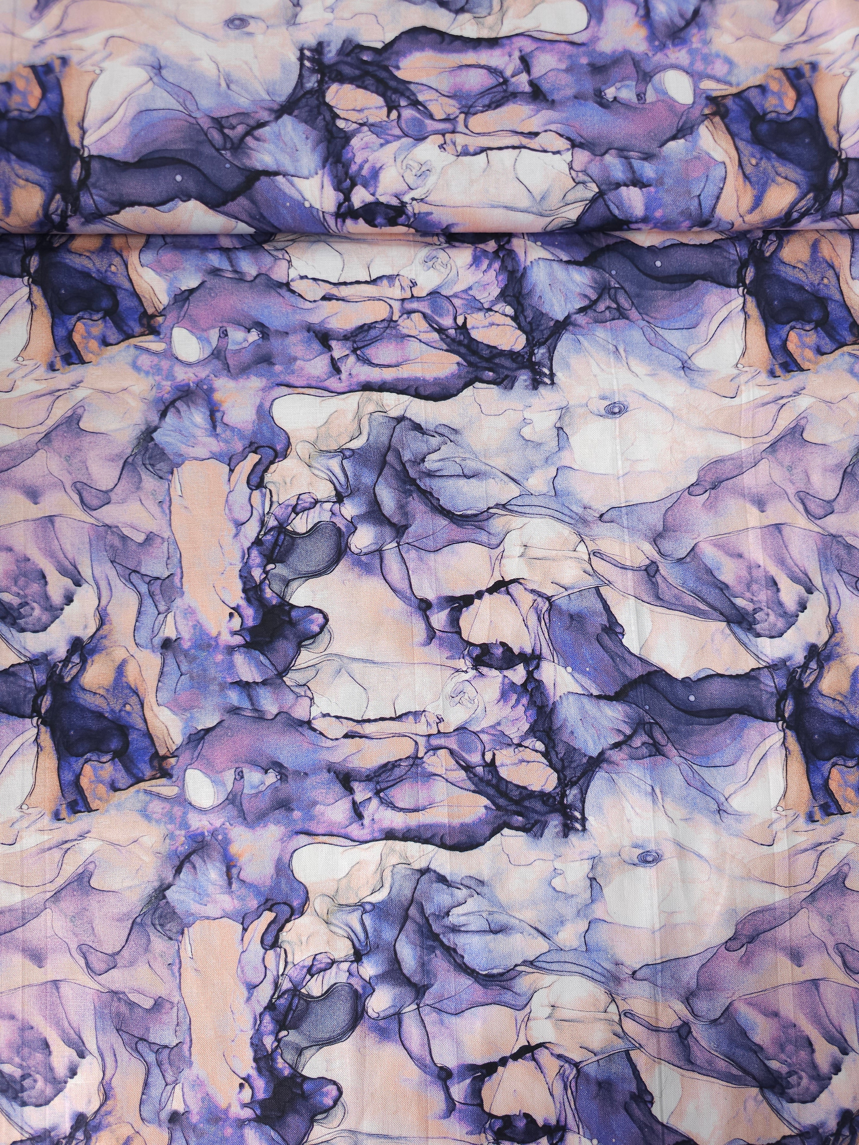 Purple/Peach Watercolour Diffusion 100% Cotton
