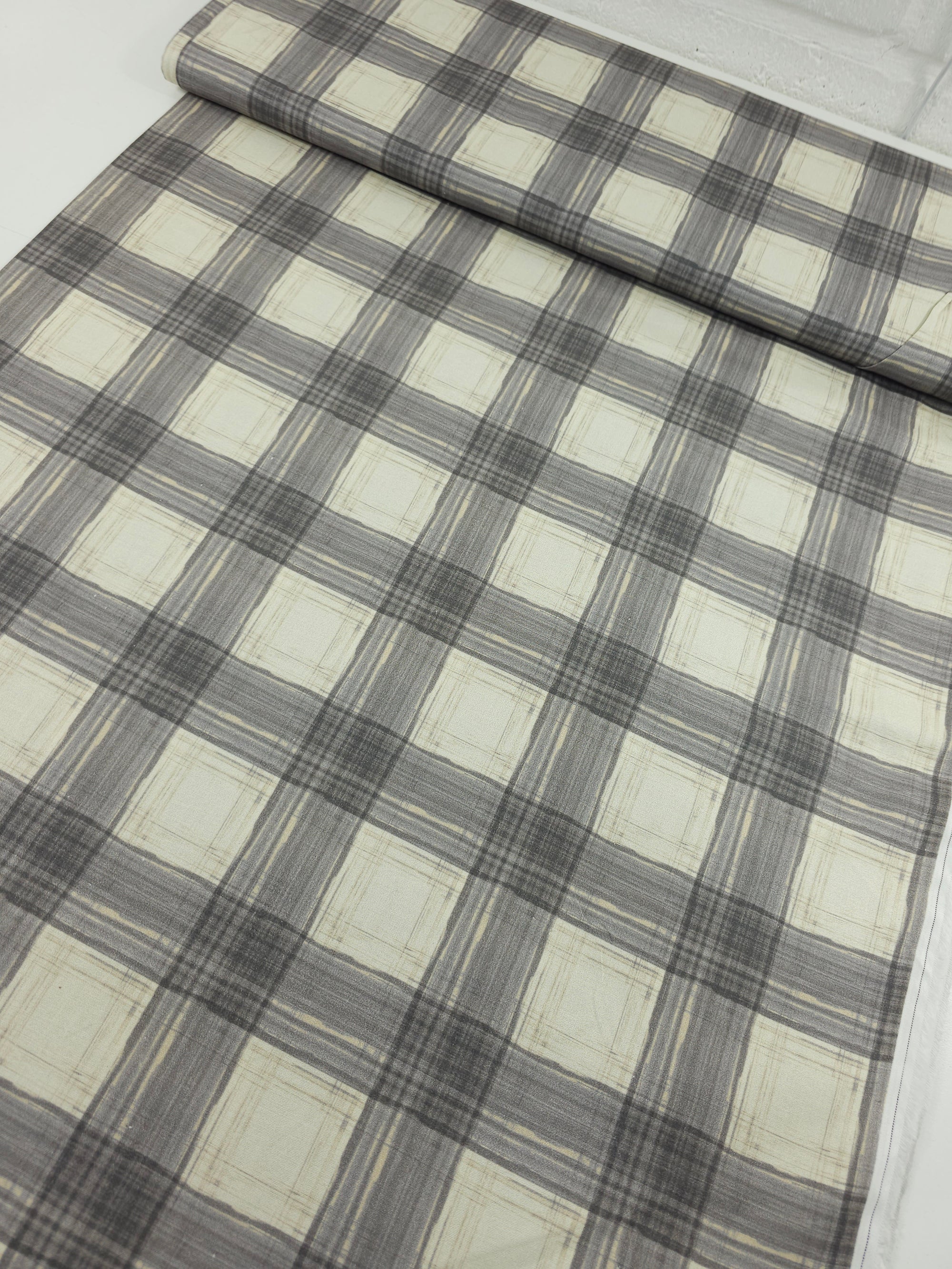 Grey/Cream Retro Tartan 100% Cotton