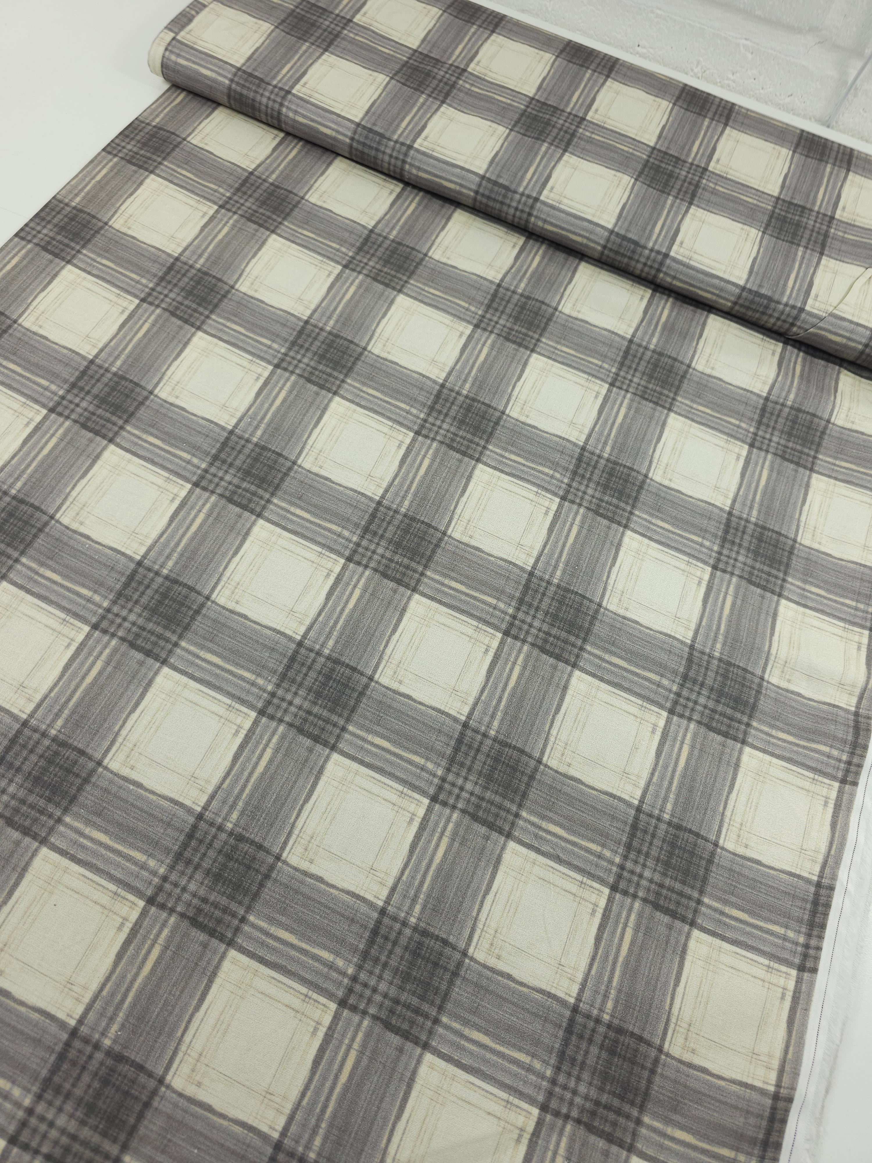 Grey/Cream Retro Tartan 100% Cotton