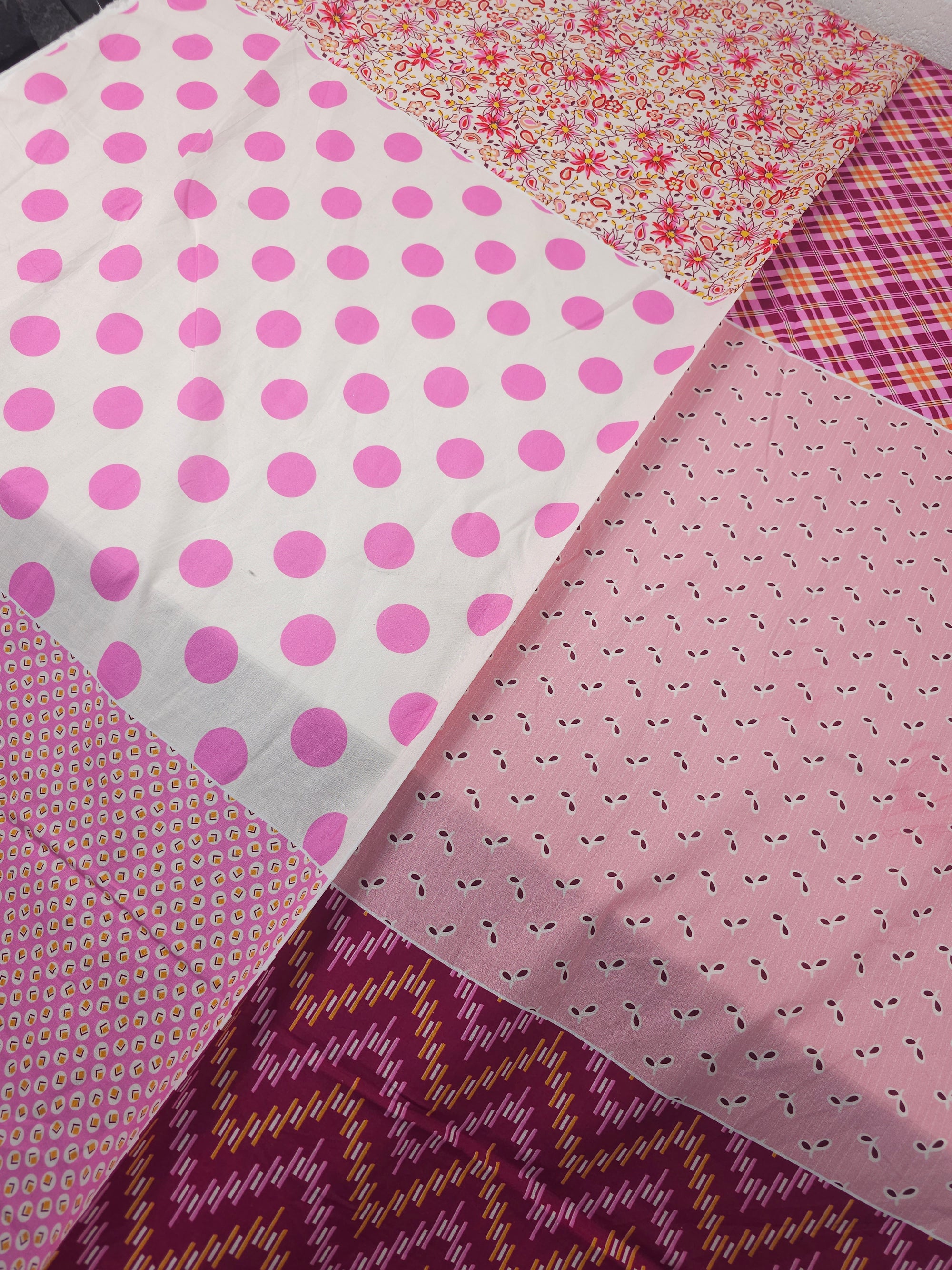 Pink Tones Patchwork 100% Cotton - 2m Panel - Denyse Schmidt
