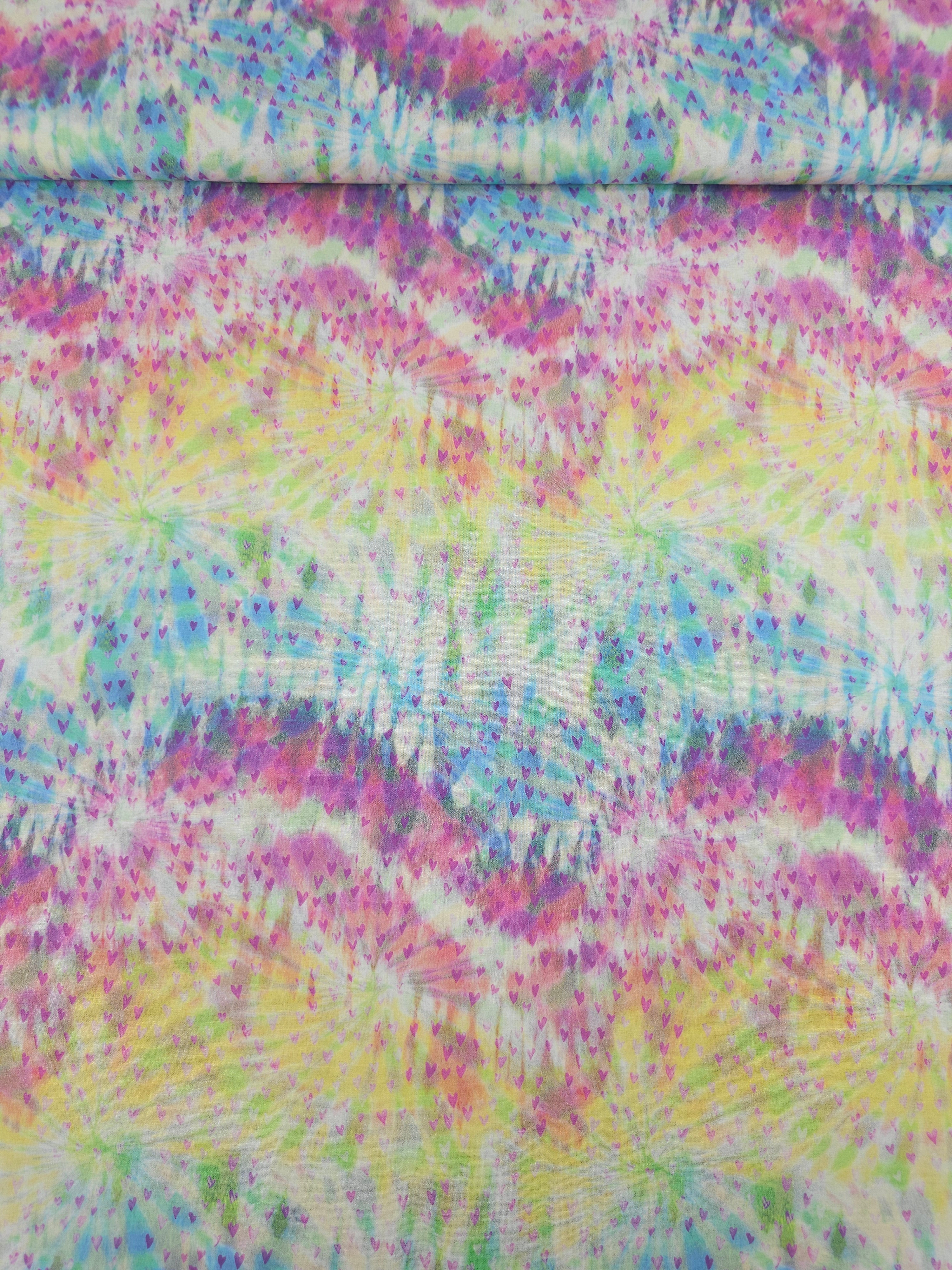 Pastel Tie-Dye Hearts 100% Cotton