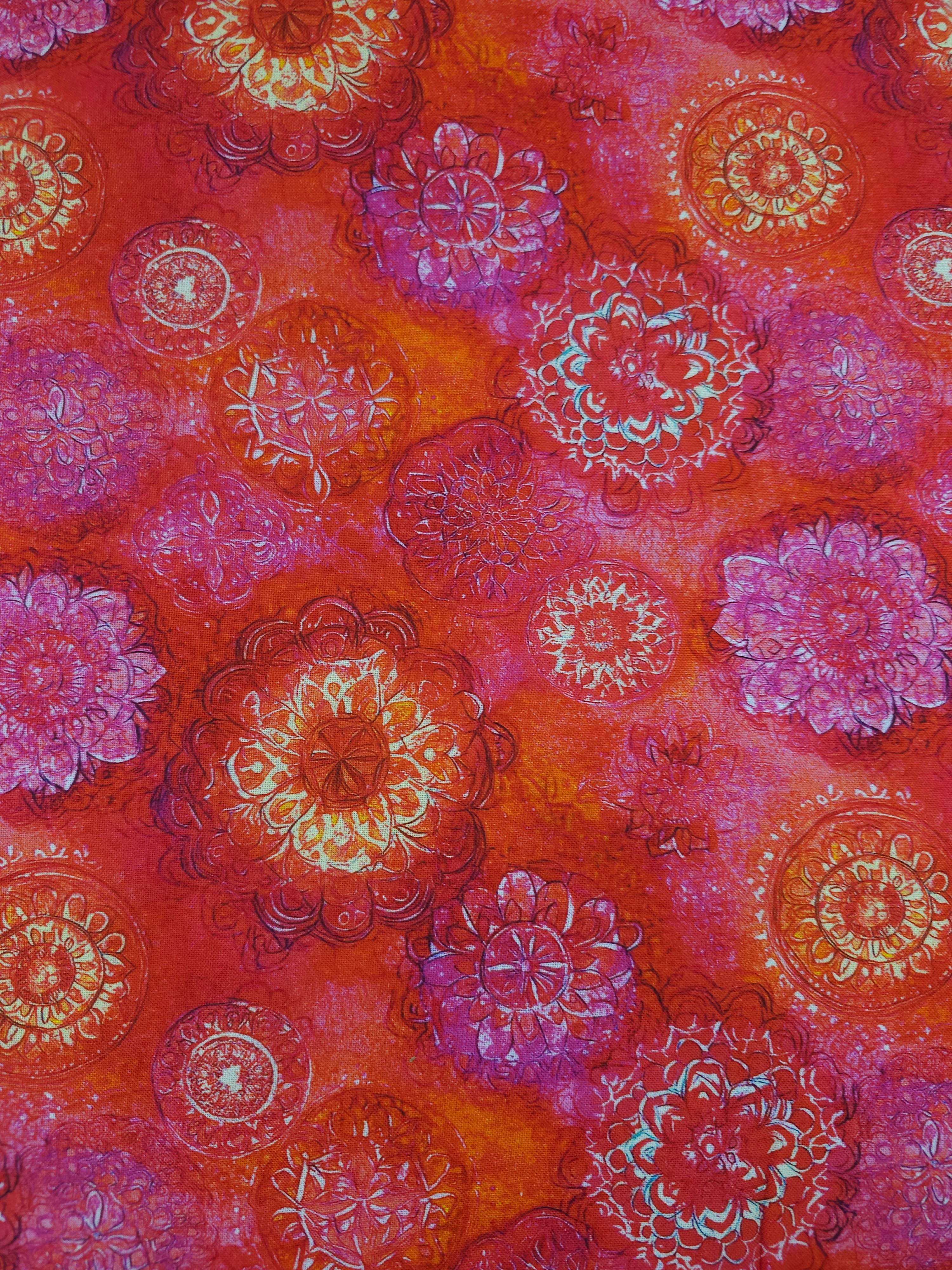 Red/Pink Spiral Medallion 100% Cotton 104” *EXTRA WIDE*