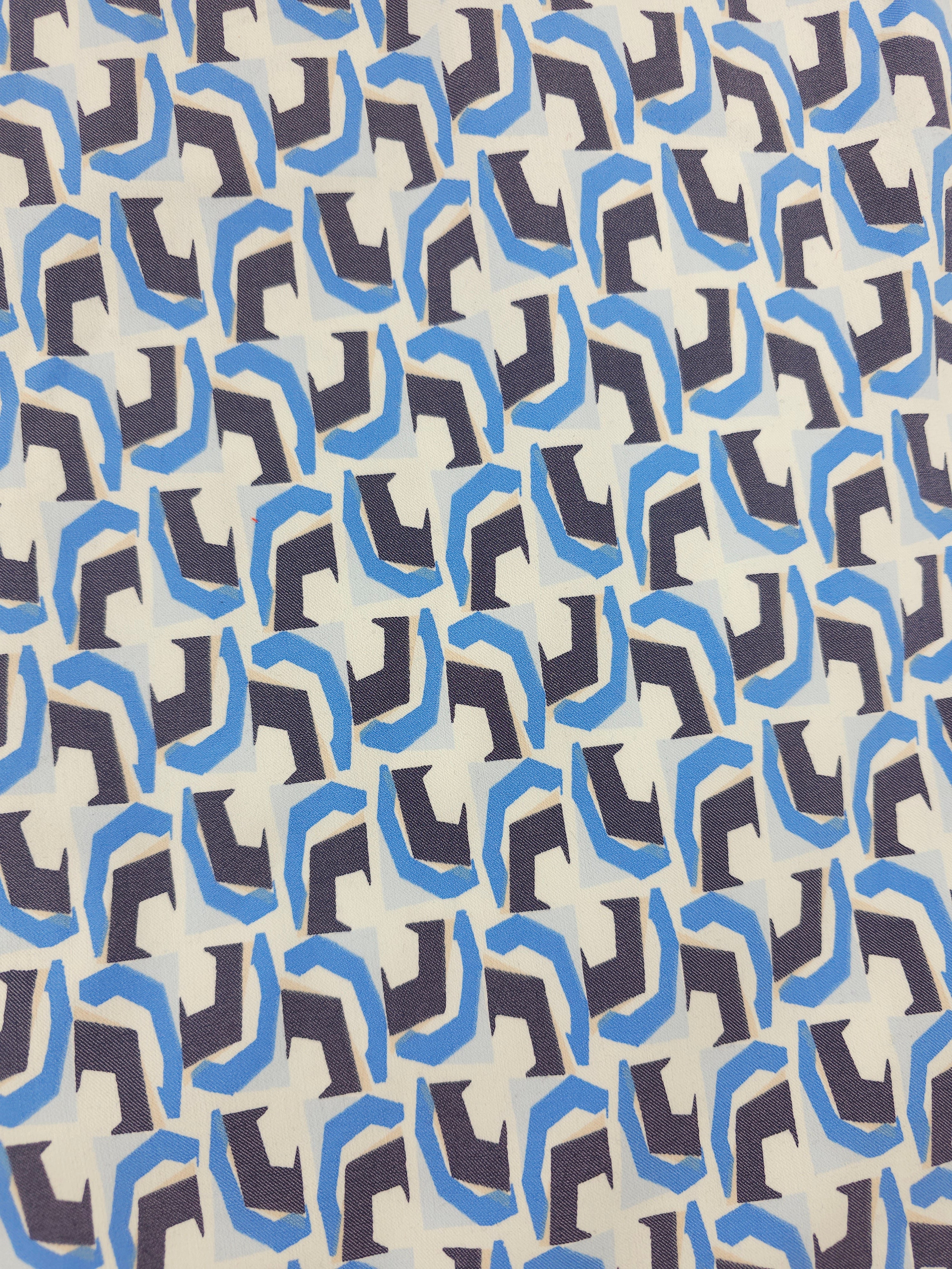 Abstract blue stretchy Cotton sateen twill- 5m piece