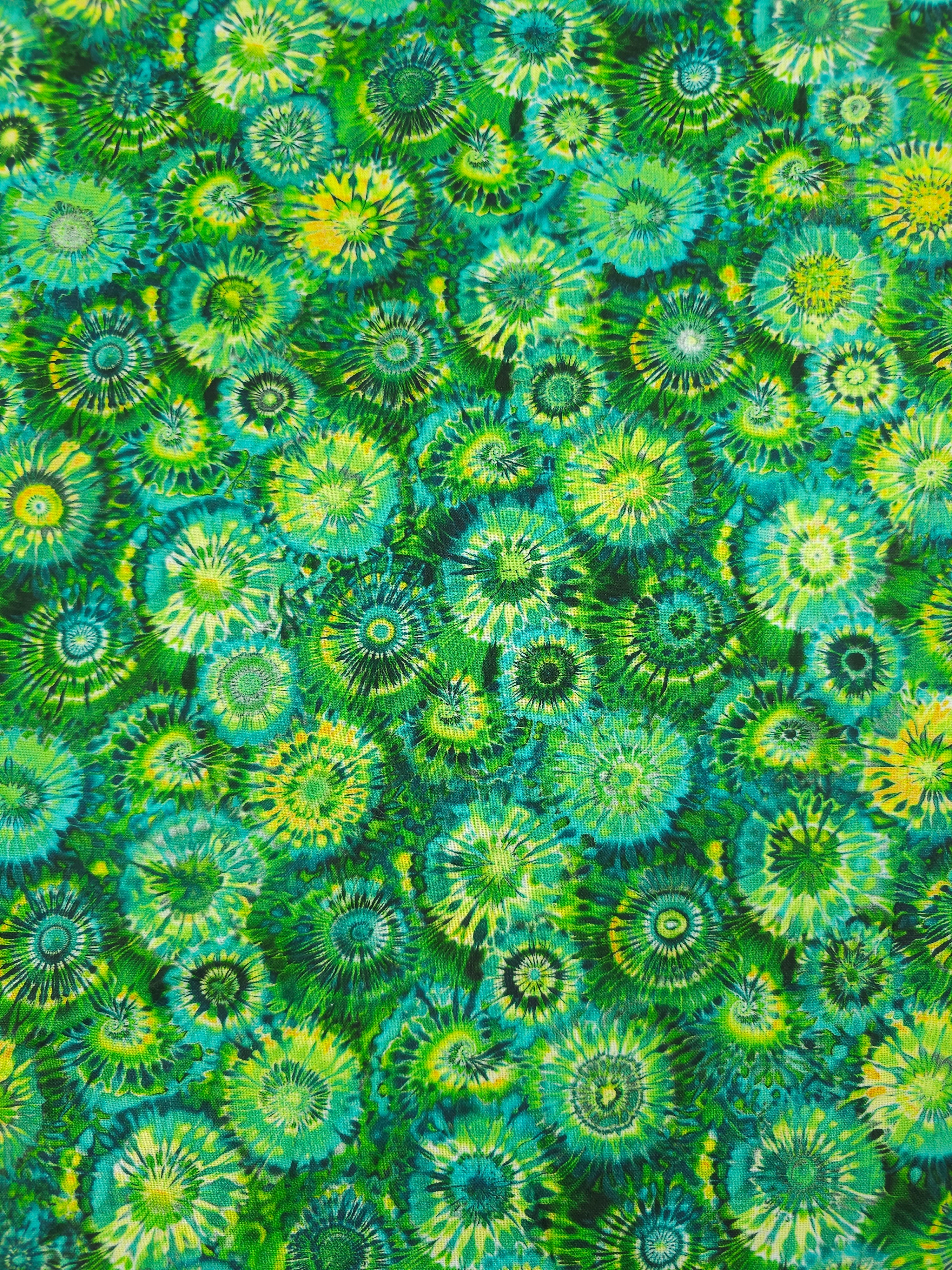 Green Tie Dye Kaleidoscope 100% Cotton
