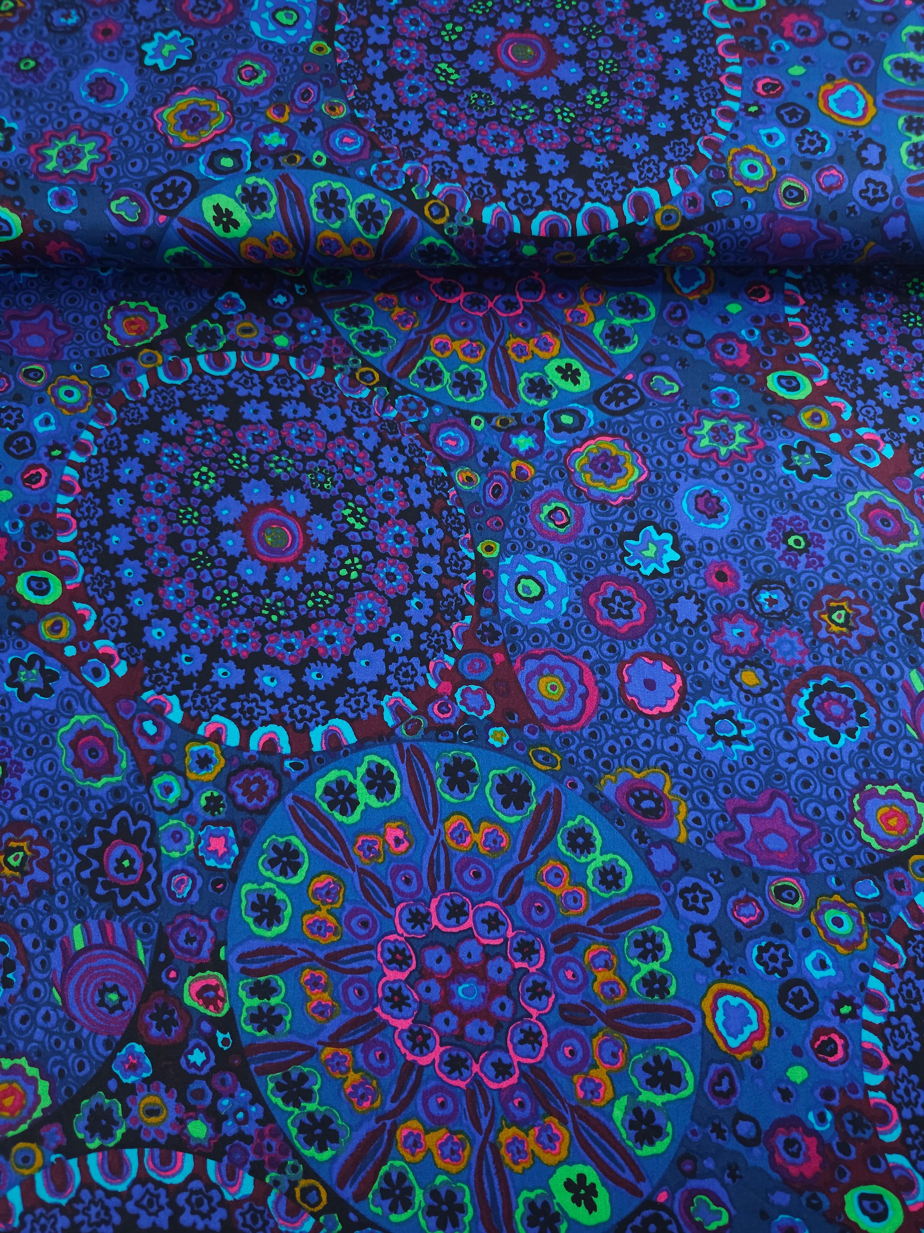 Indigo Purple Millefiore Cotton Sateen 108" - Kaffe Fassett *EXTRA WIDE*