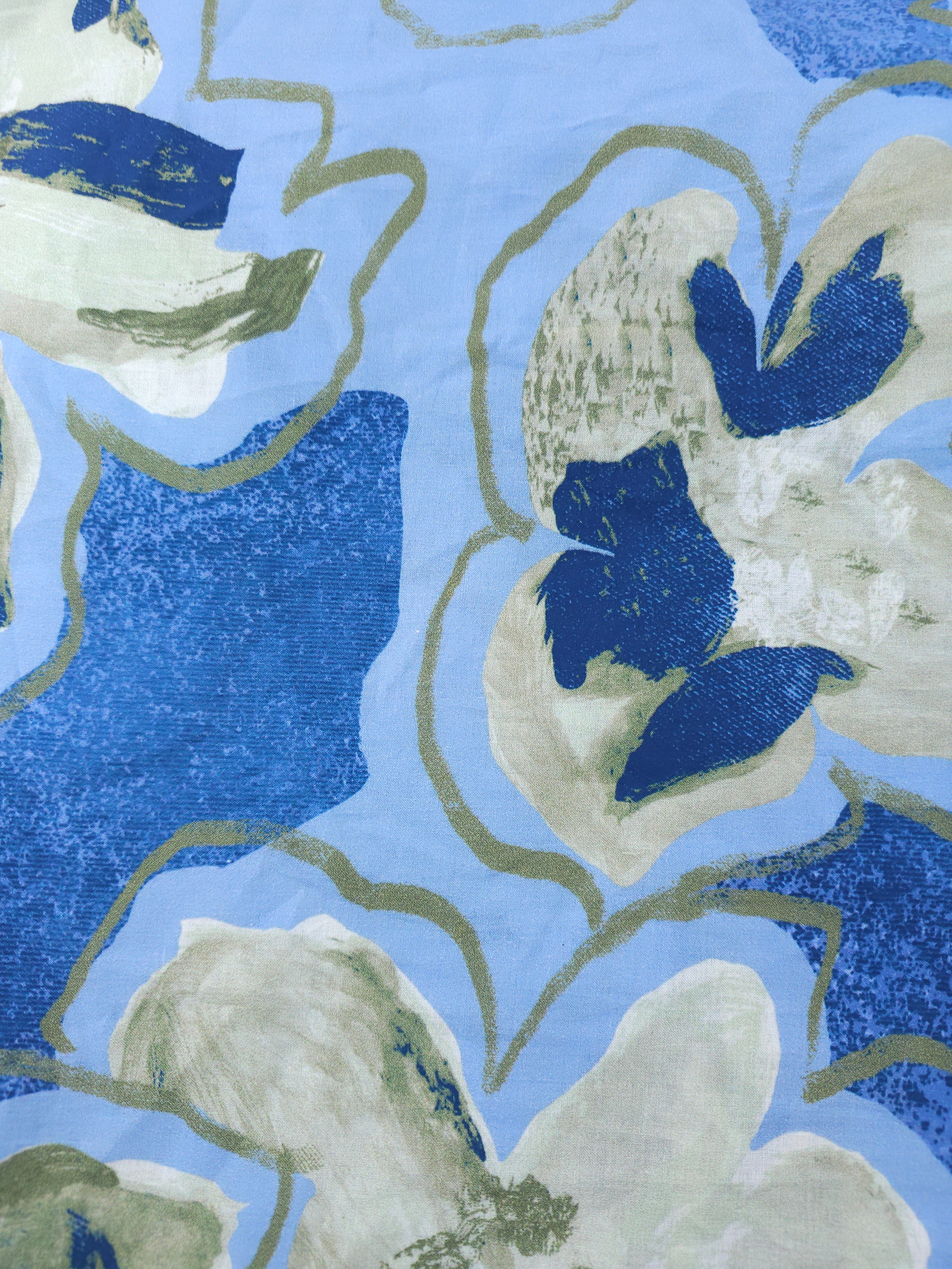 Sea blue floral Viscose- 1.7m piece