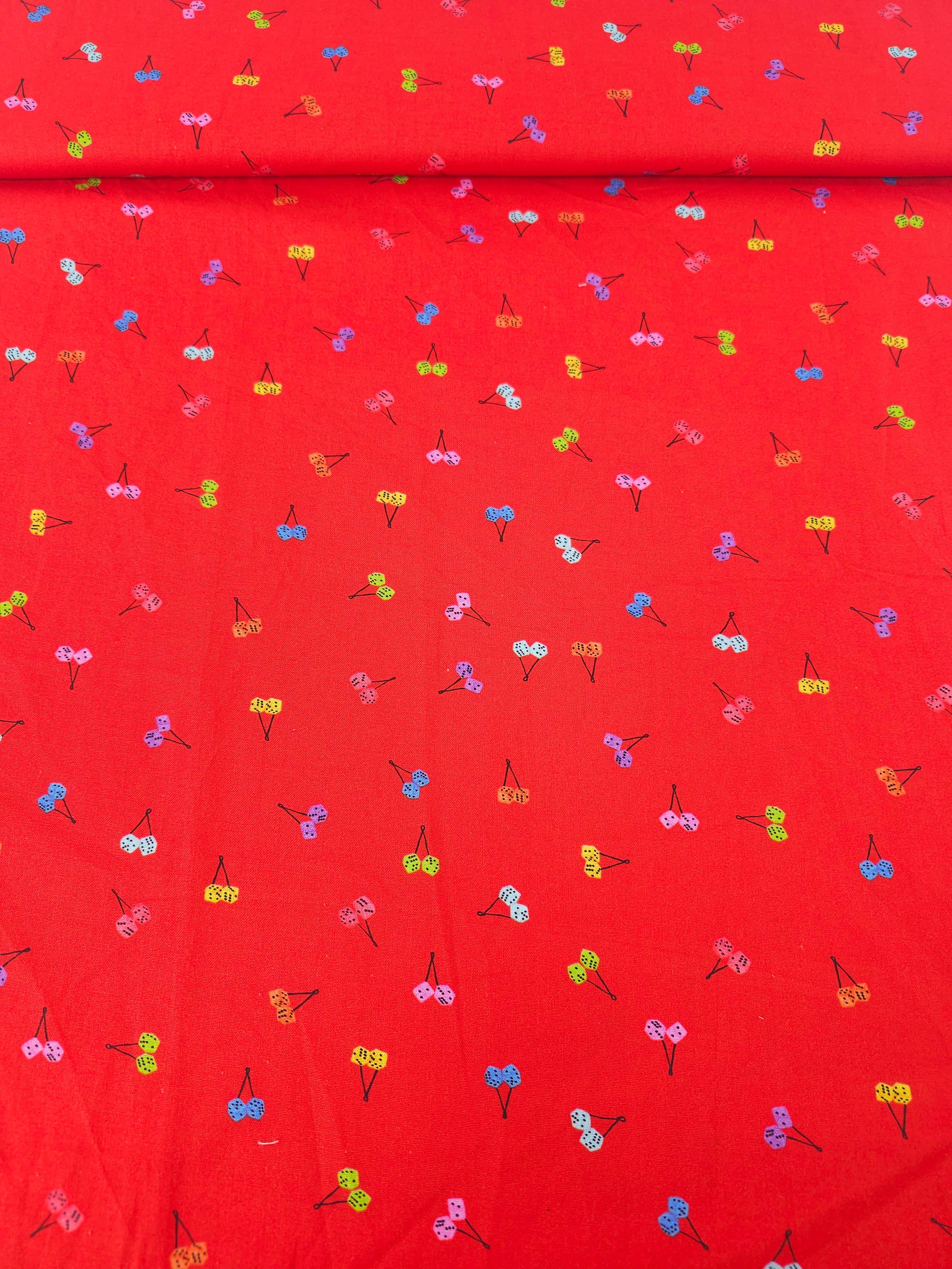 Red Hanging Dice 100% Cotton- Robert Kaufman