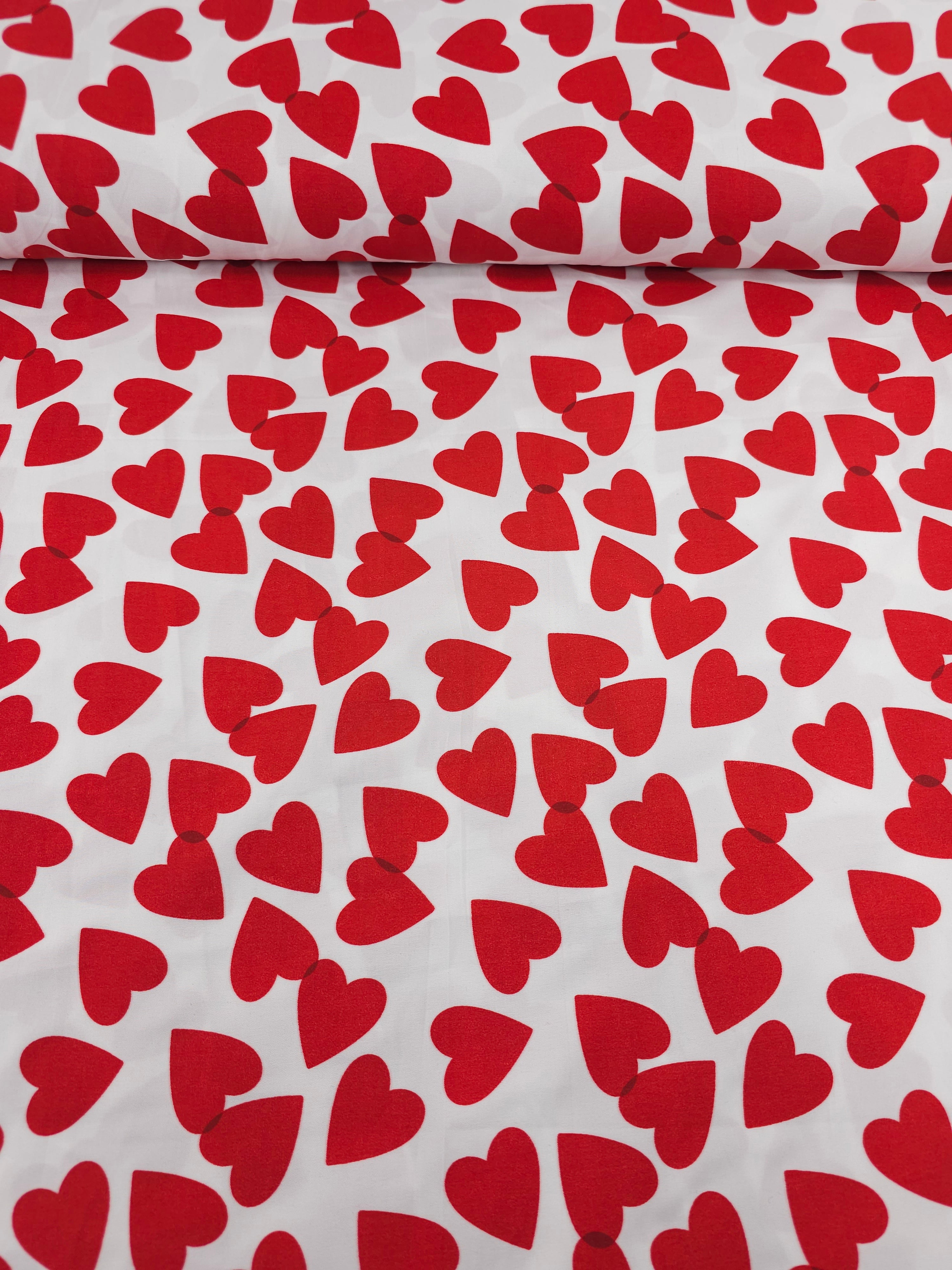 Red/White Small Floating Hearts 100% Cotton 102" *EXTRA WIDE*