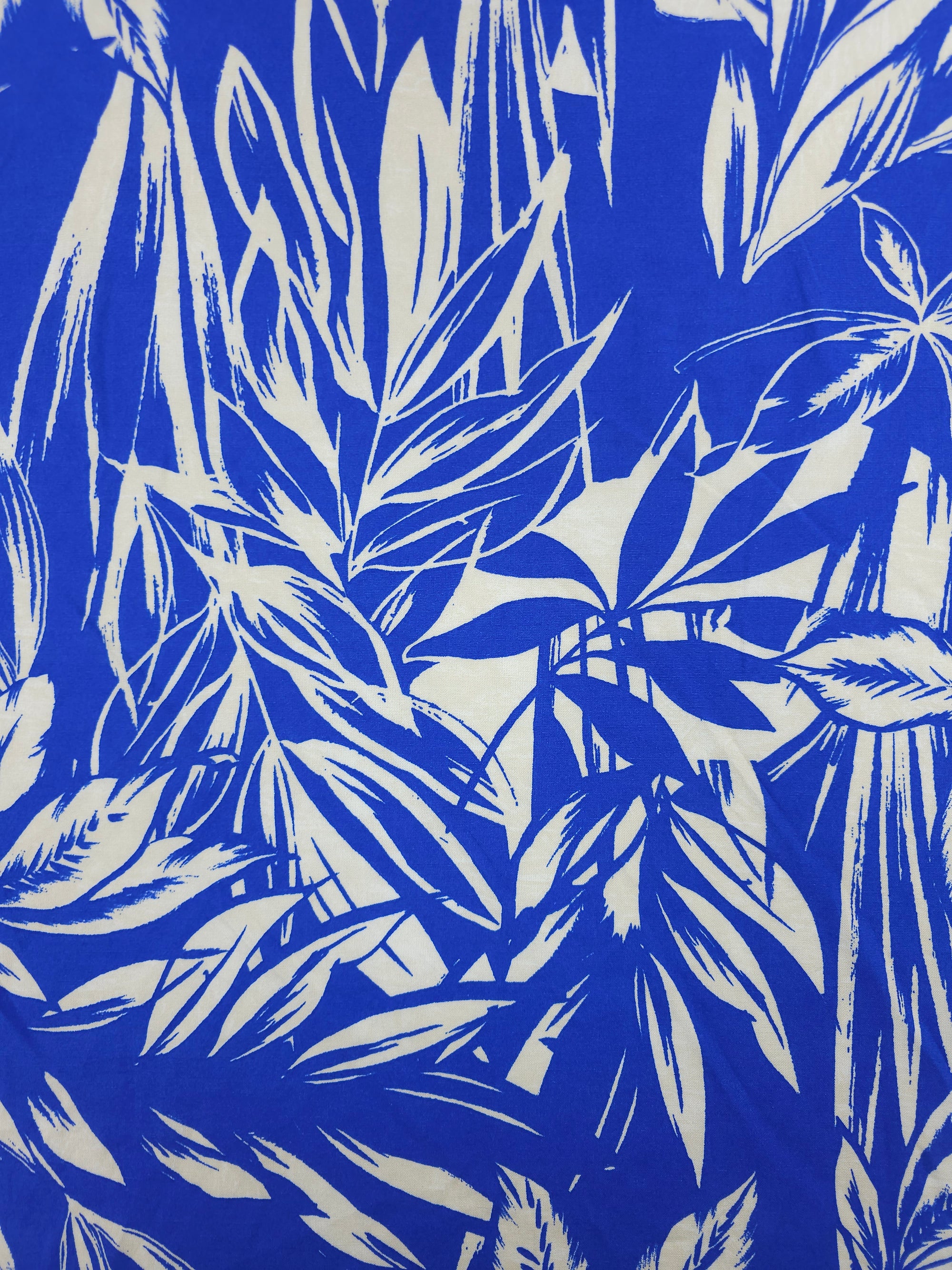 Blue Bamboo Floral Viscose Linen