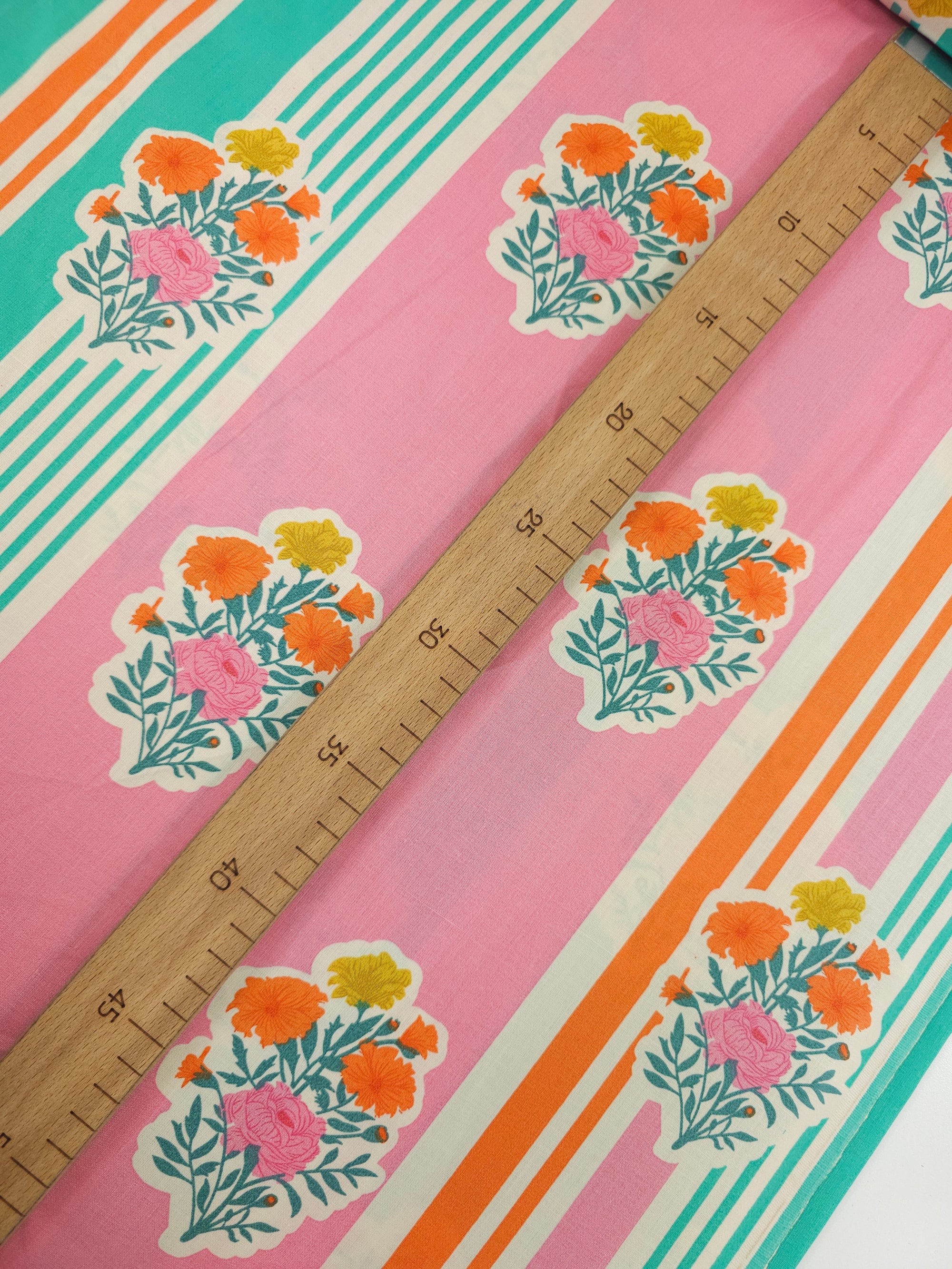 Whimsley Floral Stripe 100% Cotton 98" *EXTRA WIDE*
