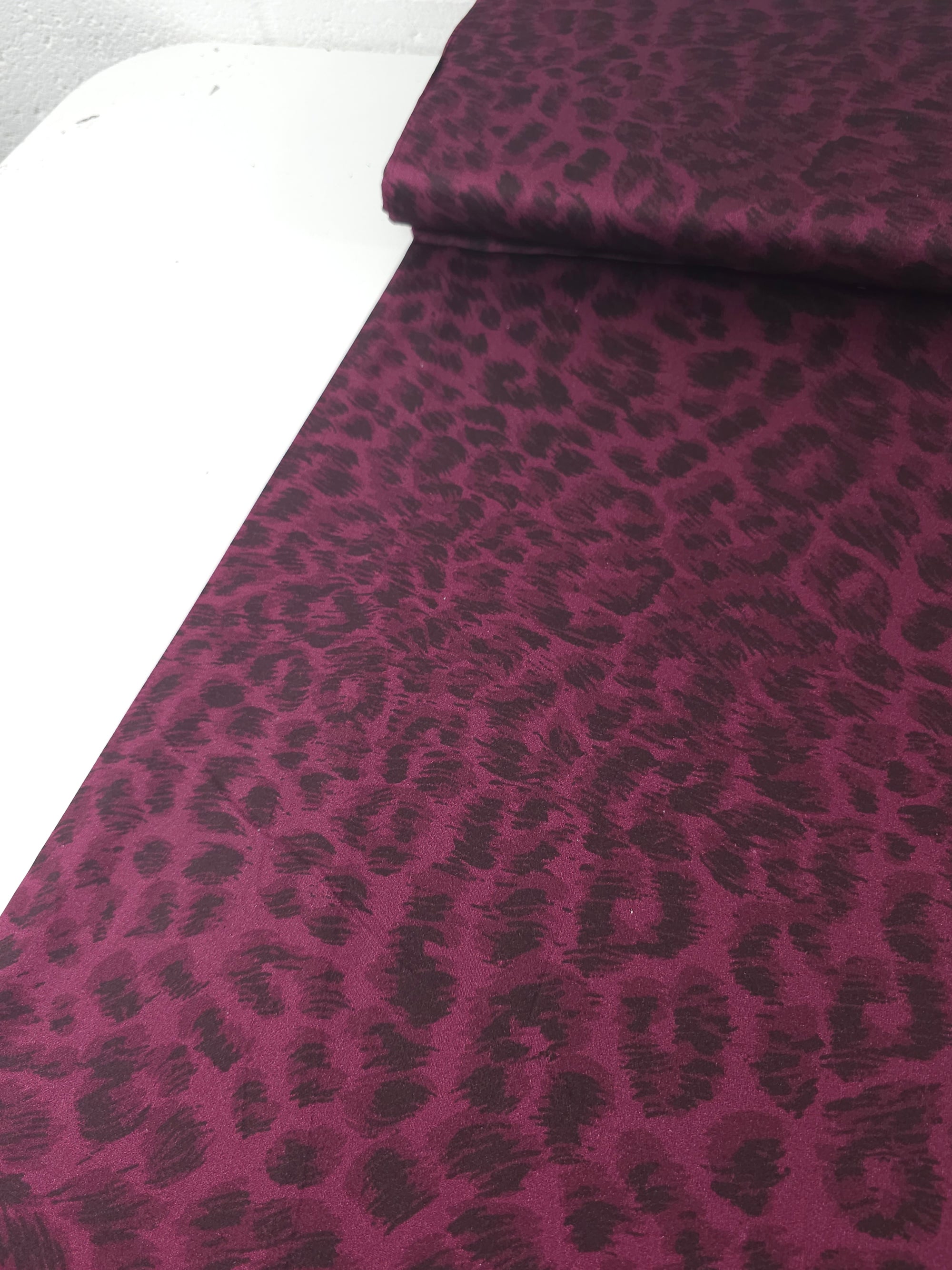 Plum Static Leopard Cotton Sateen 110" *EXTRA WIDE*
