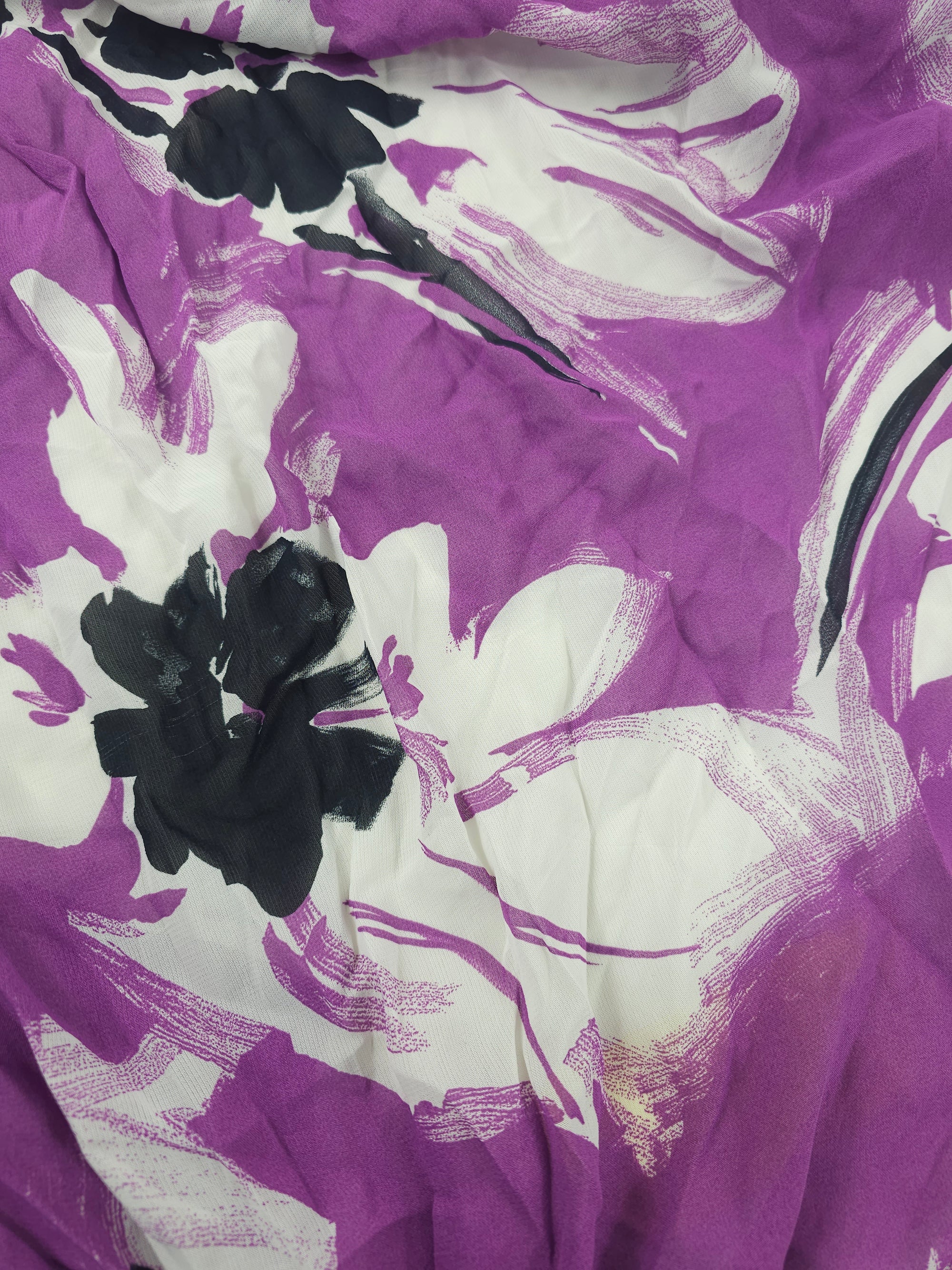 Magenta purple floral Viscose crepe- 2m piece