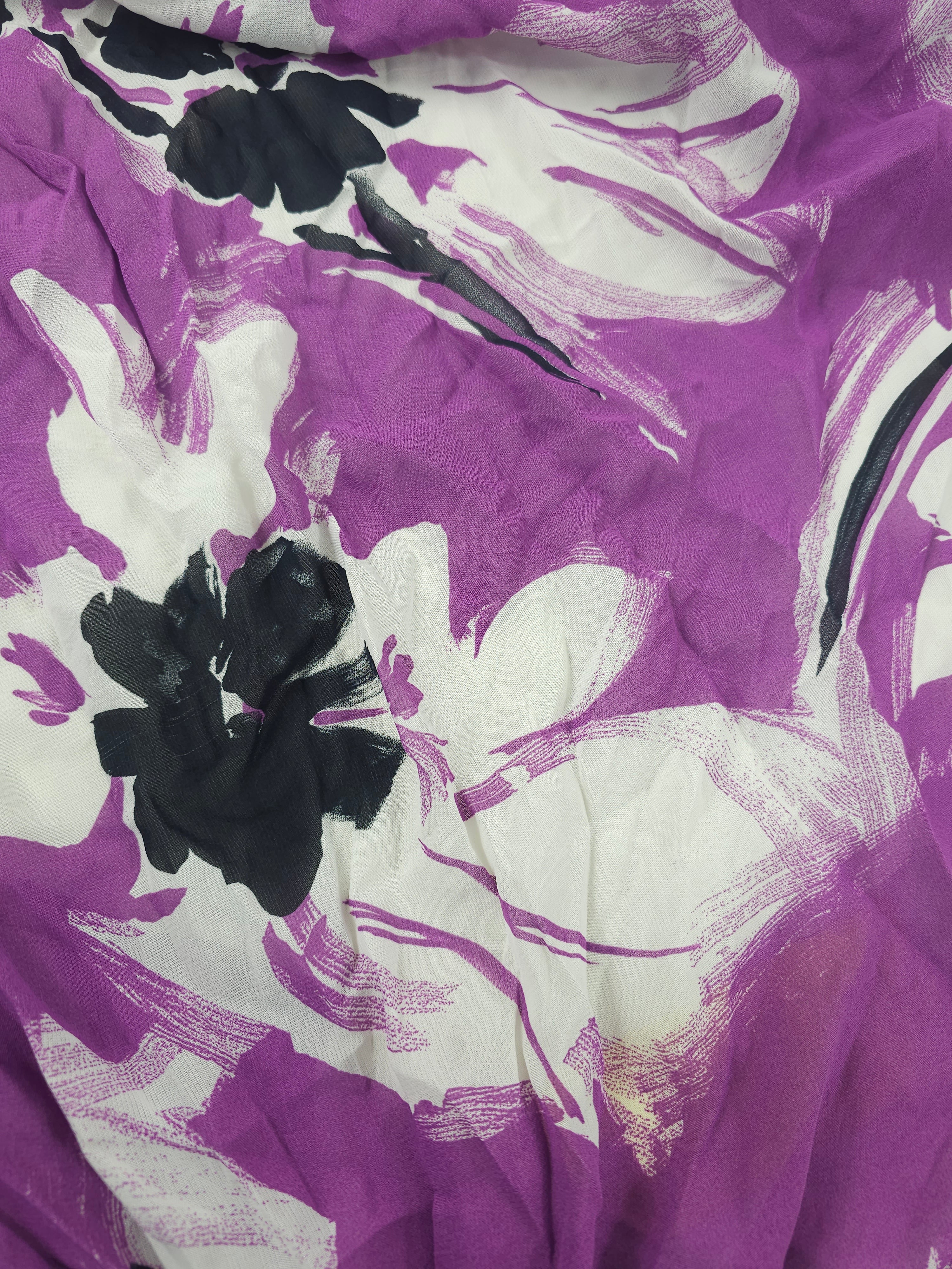 Magenta purple floral Viscose crepe- 2m piece