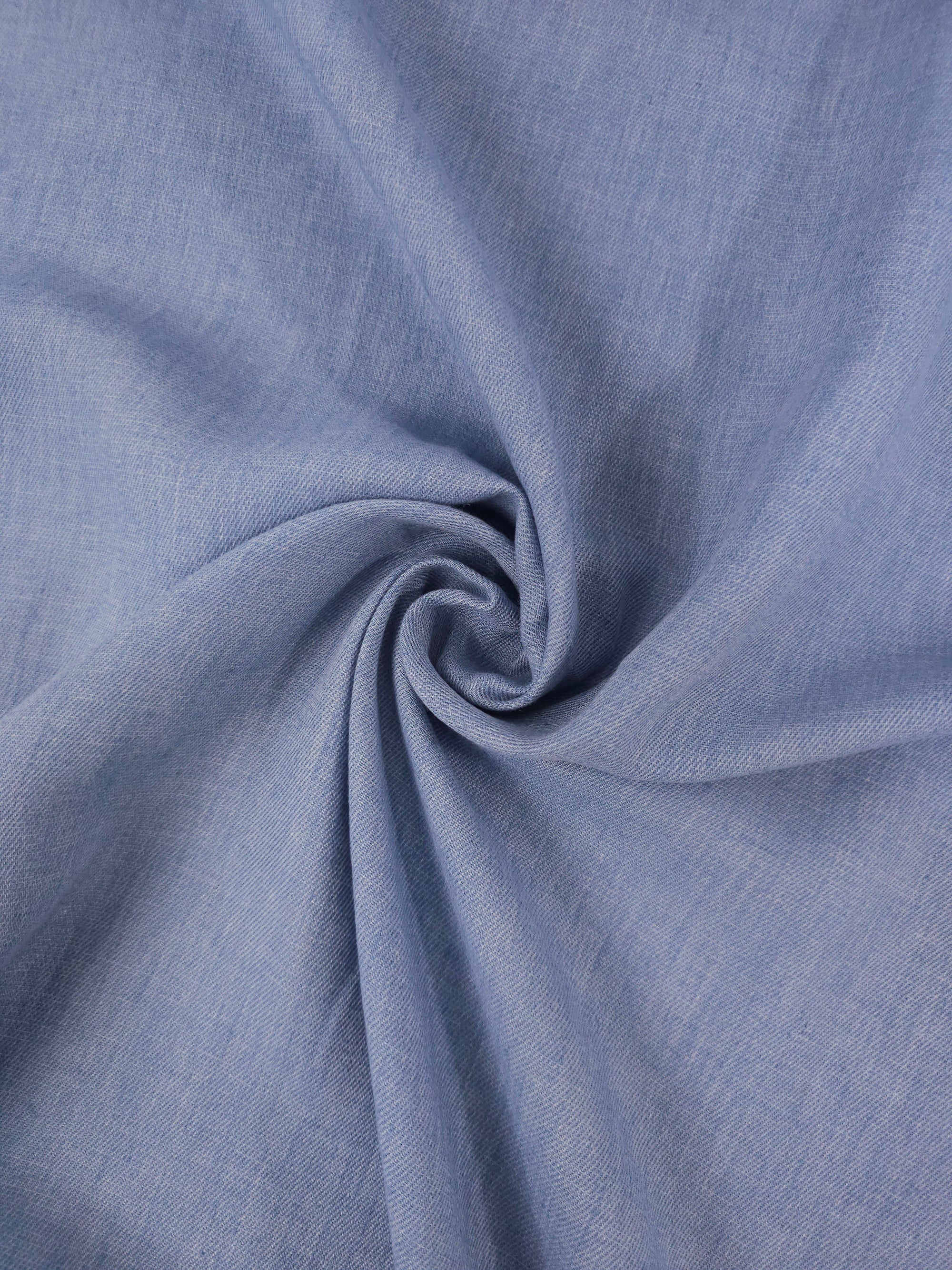 Dusky Blue Cotton Linen Denim