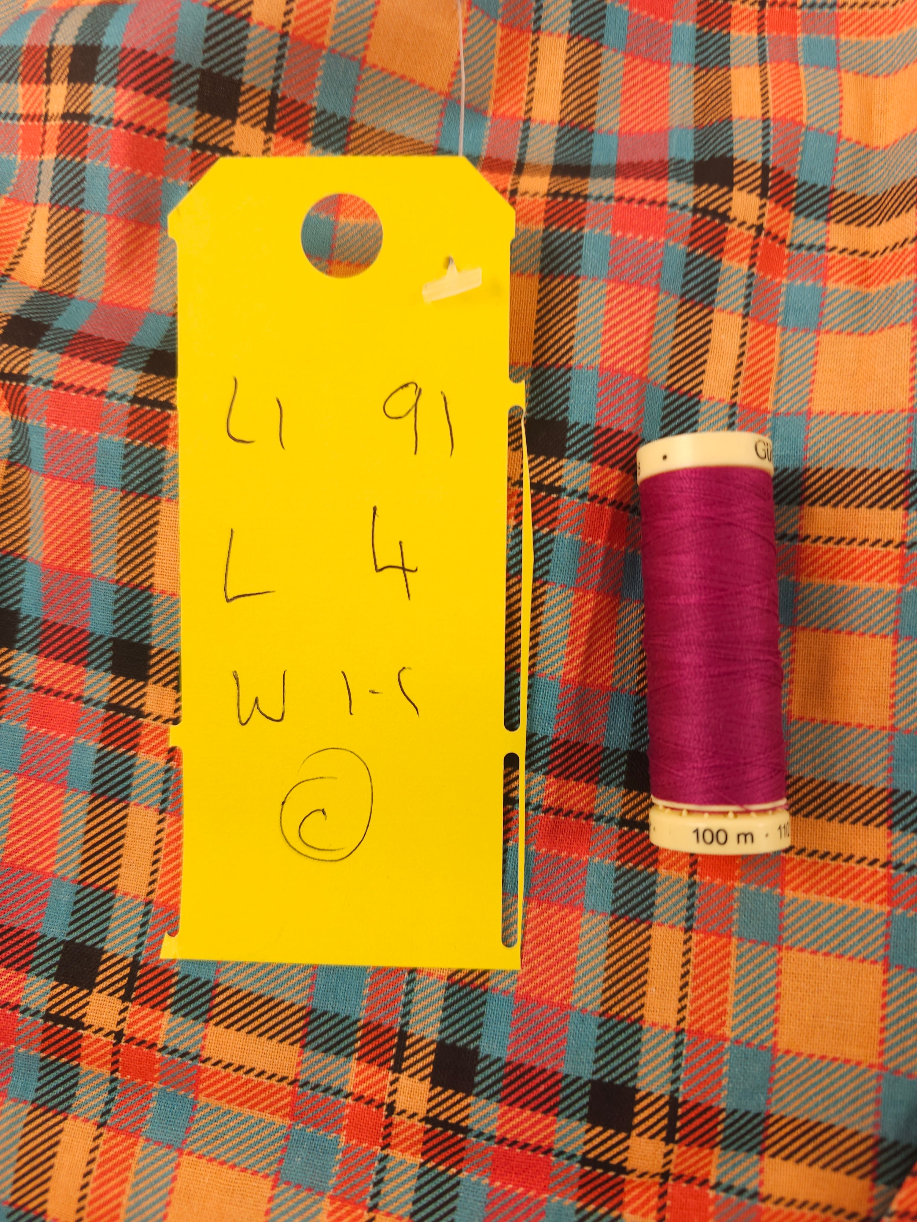 Orange plaid Cotton- 4m piece