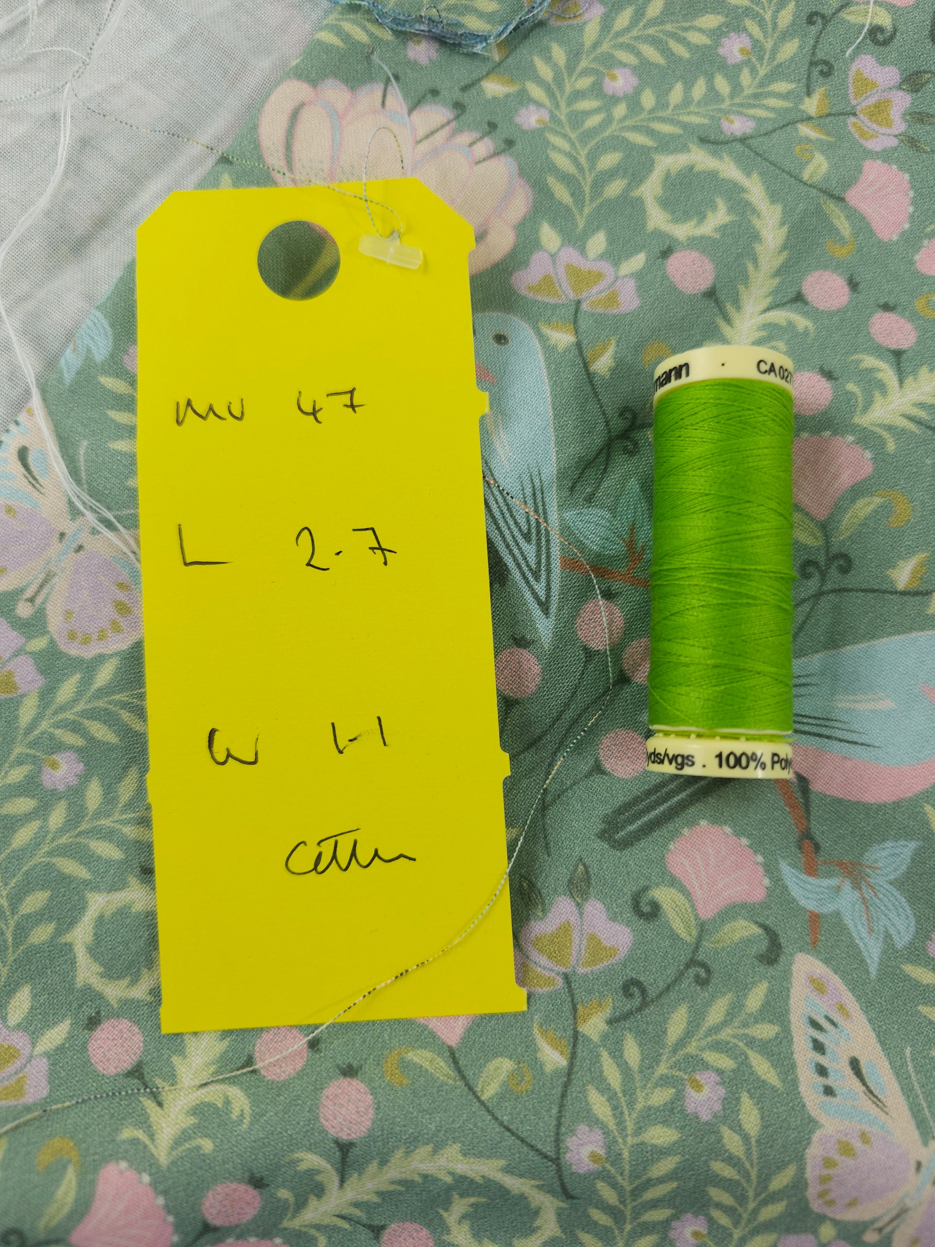 Sage floral bird Cotton- 2.7m piece