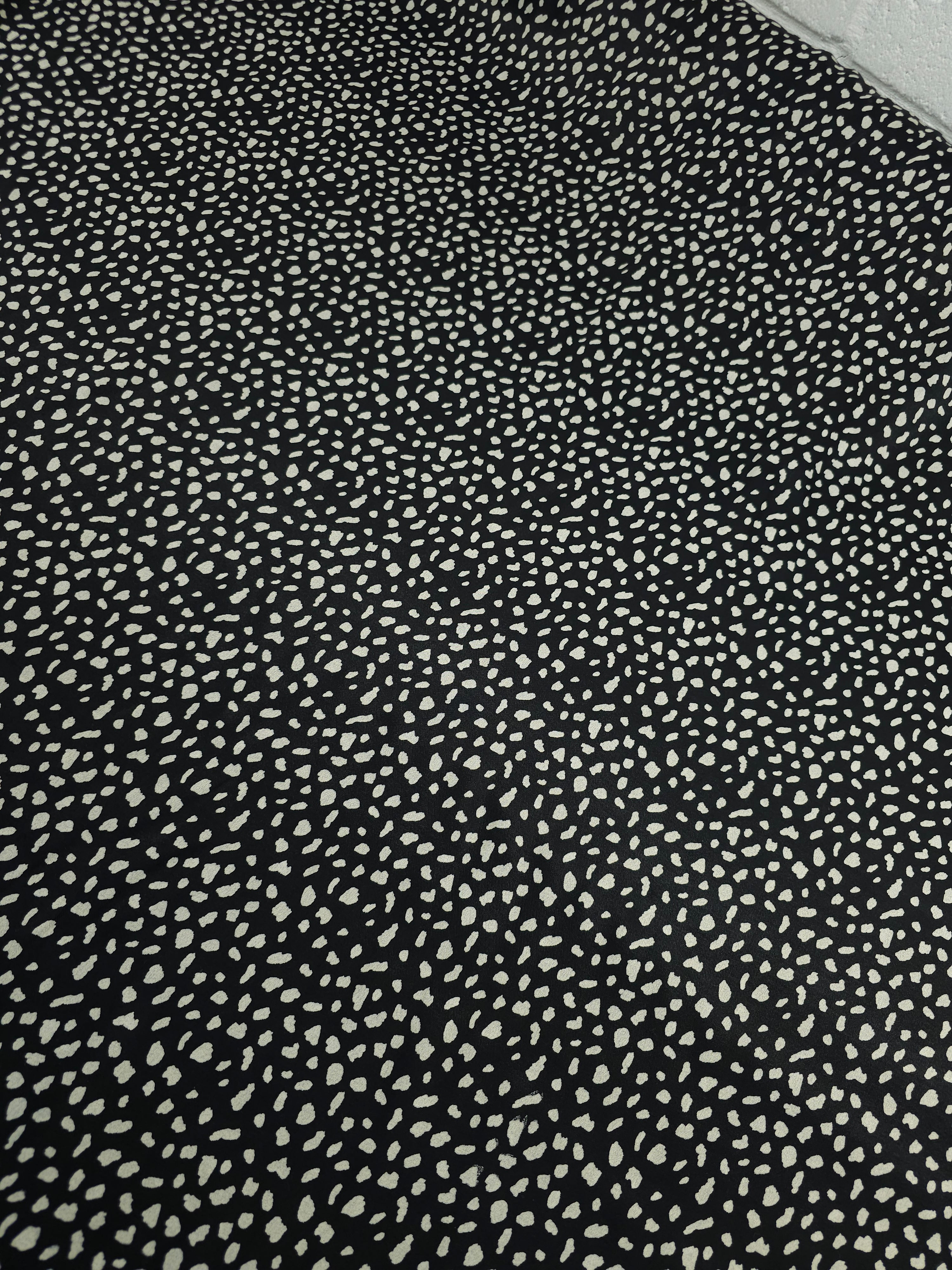 Black/Ivory Irregular Spot Viscose Satin