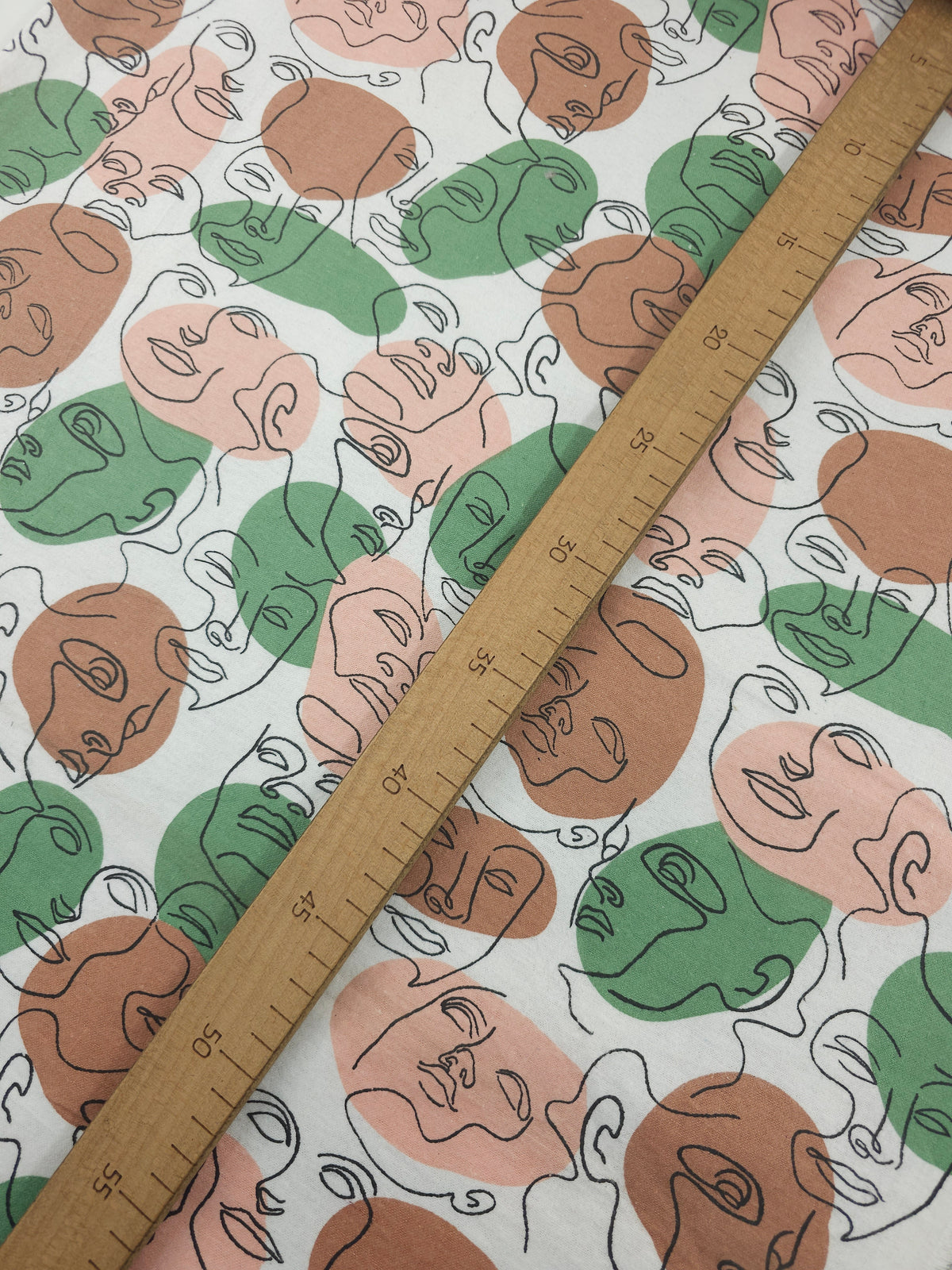 Abstract Sketched Faces Lightweight Flannel Cotton - Joann