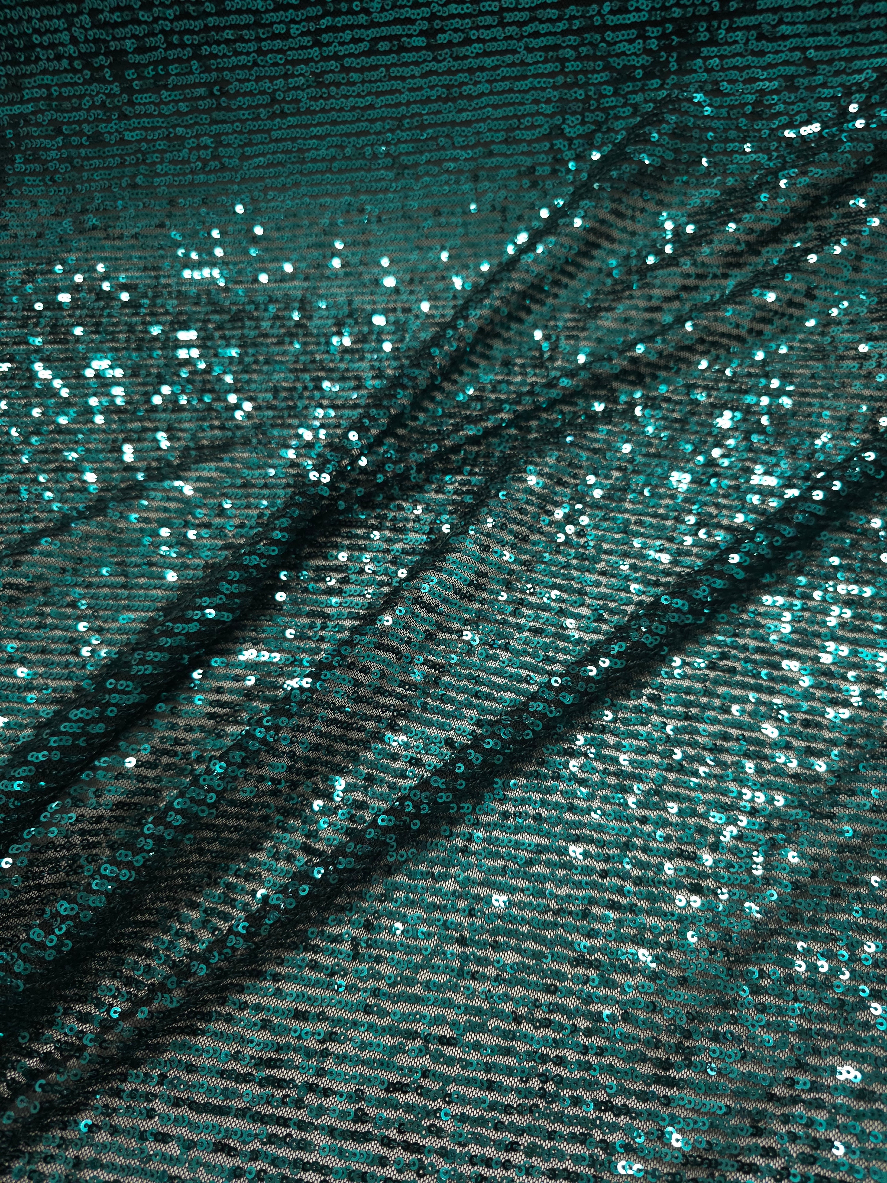 Deep Teal Stripe Sequin