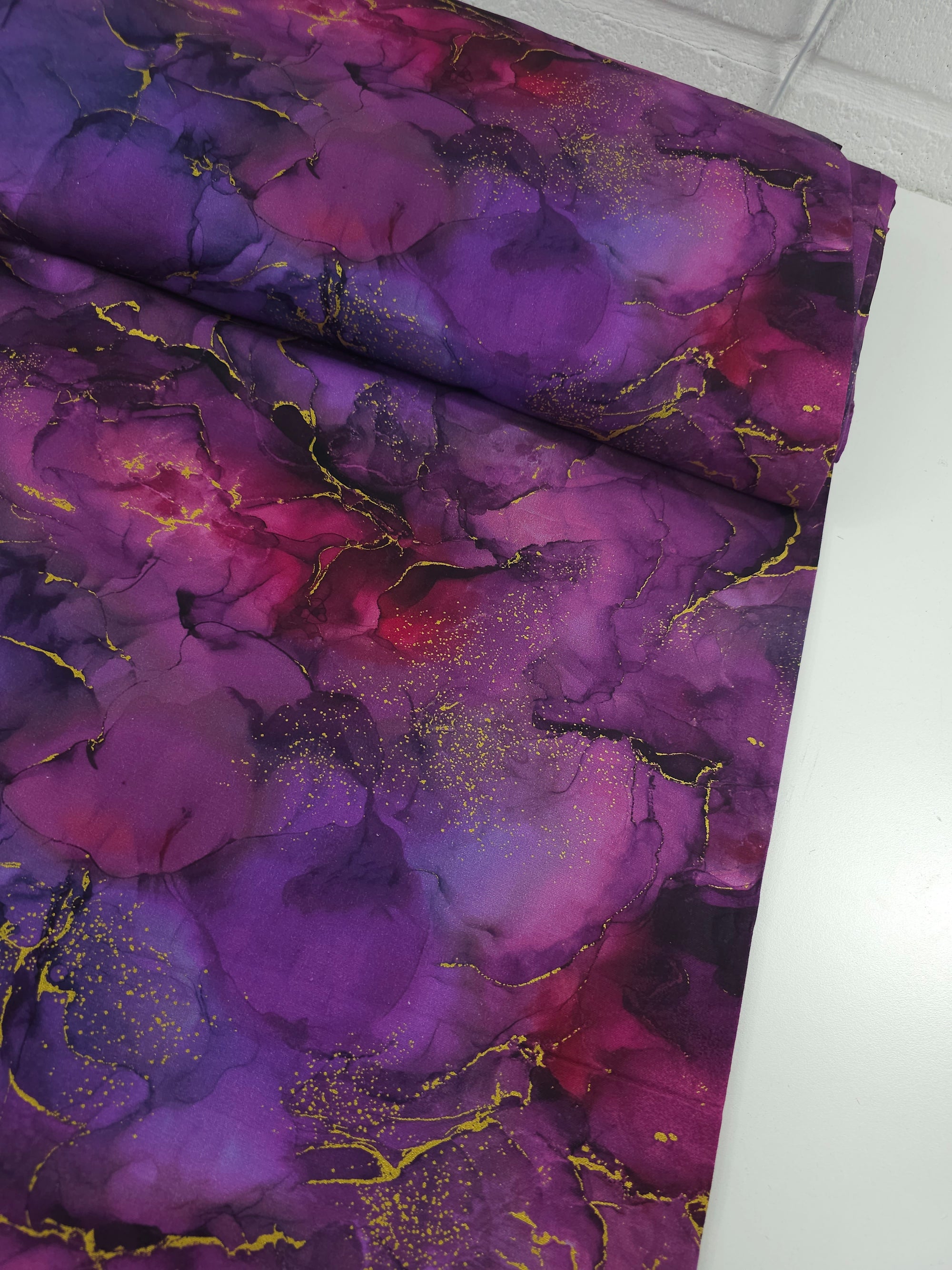 Purple/Magenta Gold Marble 100% Cotton
