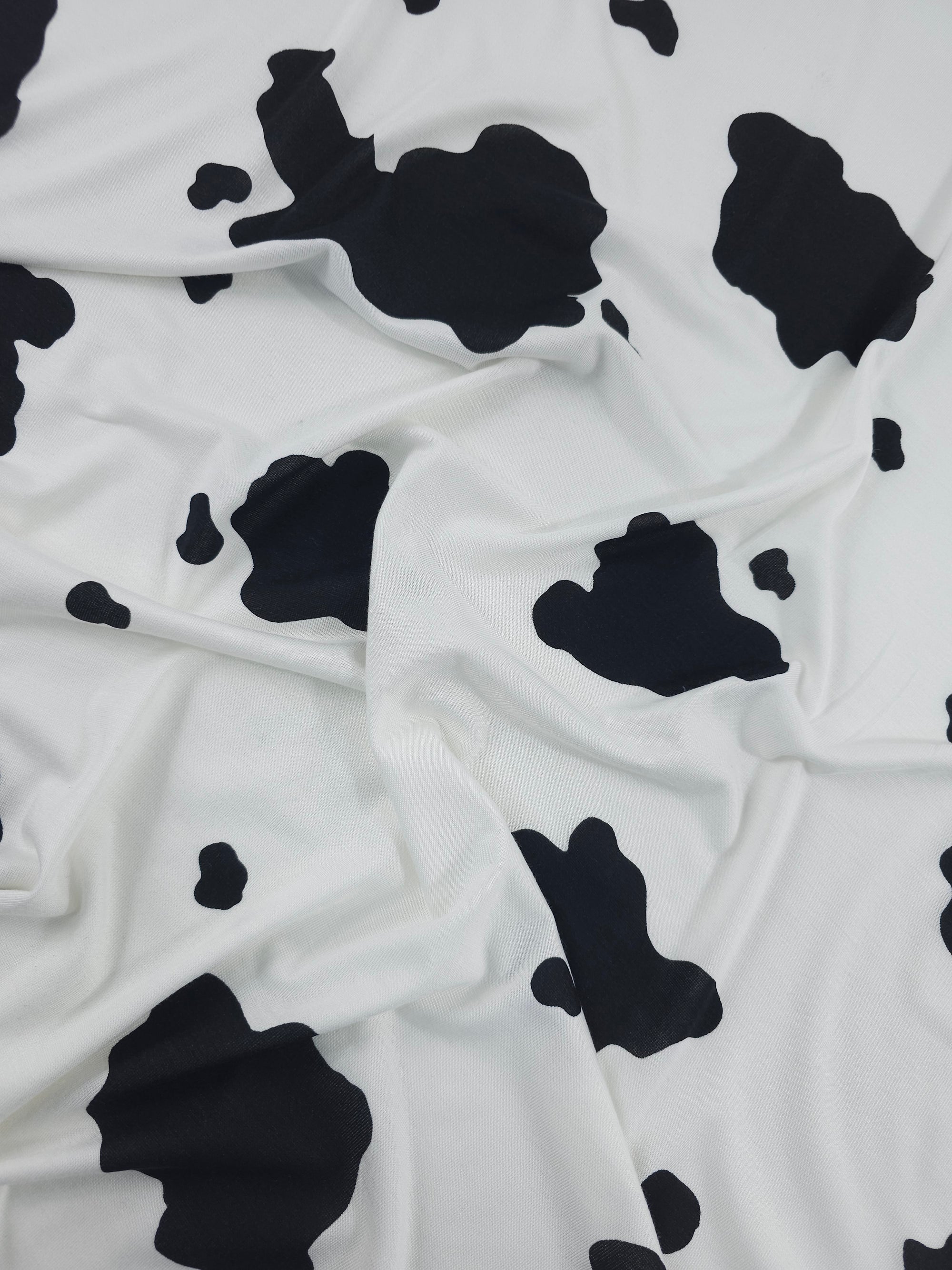 White/Black Cow Print Viscose Jersey
