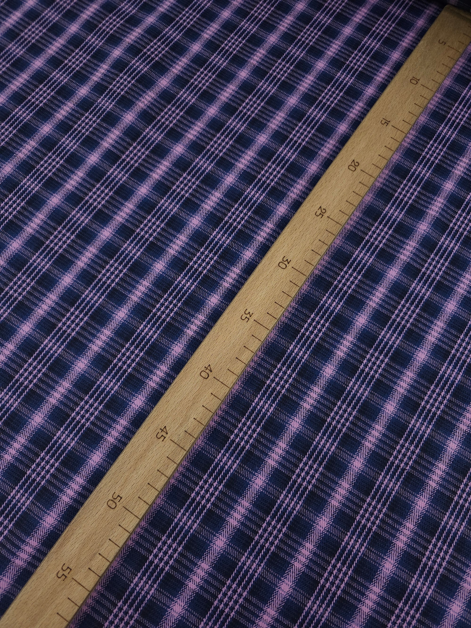 Pinky Lilac/Navy Tartan Denim
