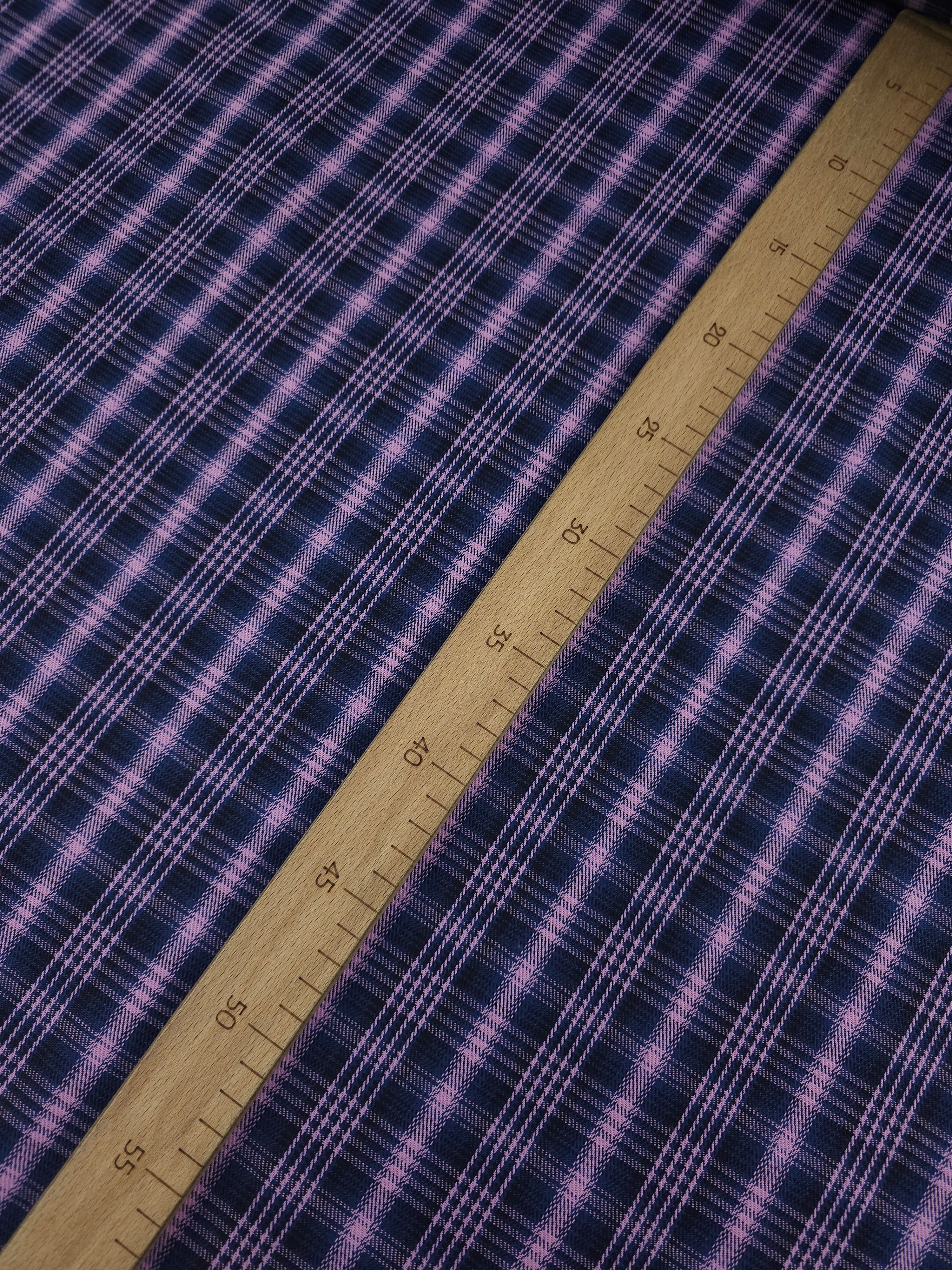 Pinky Lilac/Navy Tartan Denim