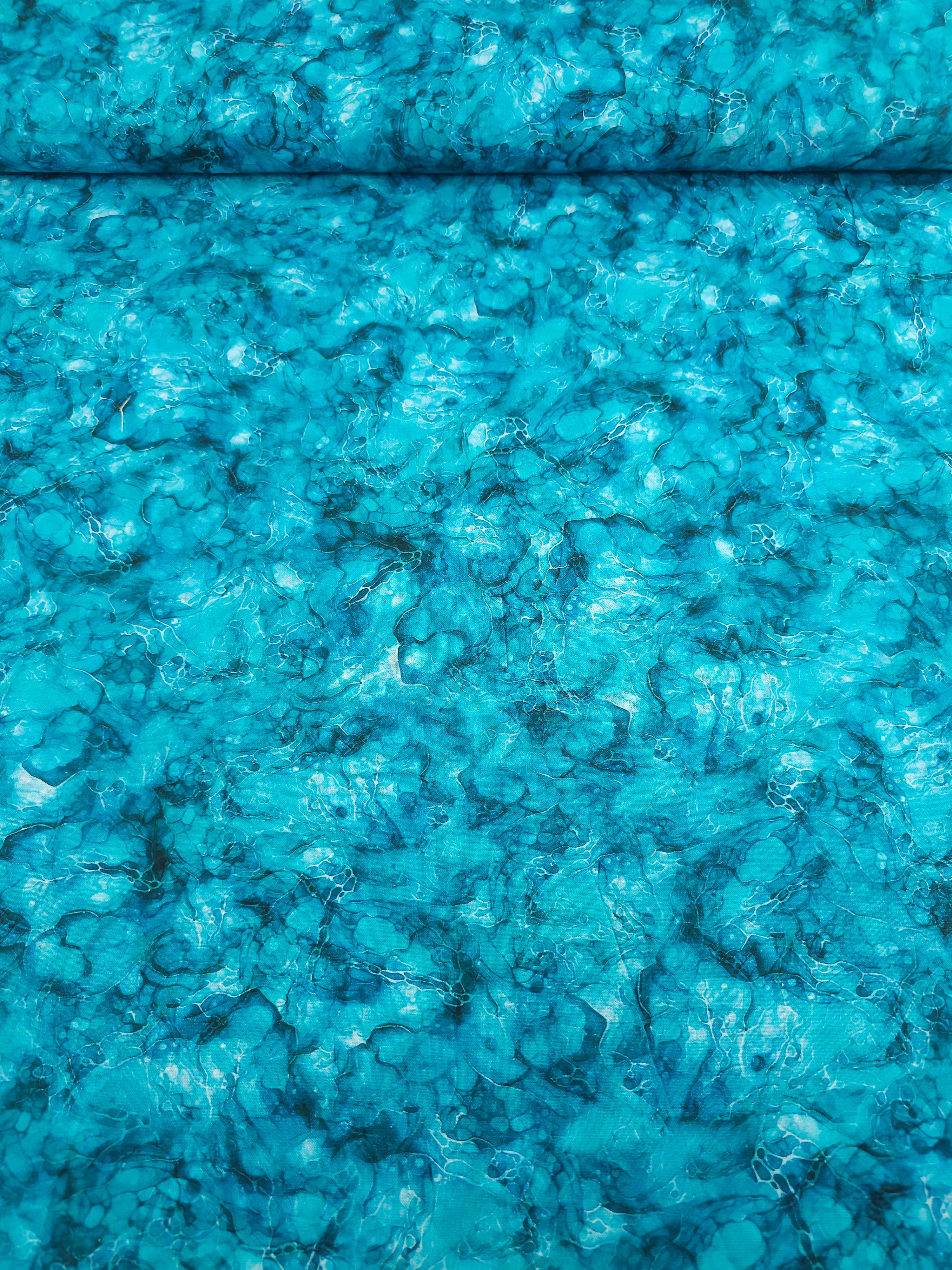 Turquoise Crystal Waters 100% Cotton