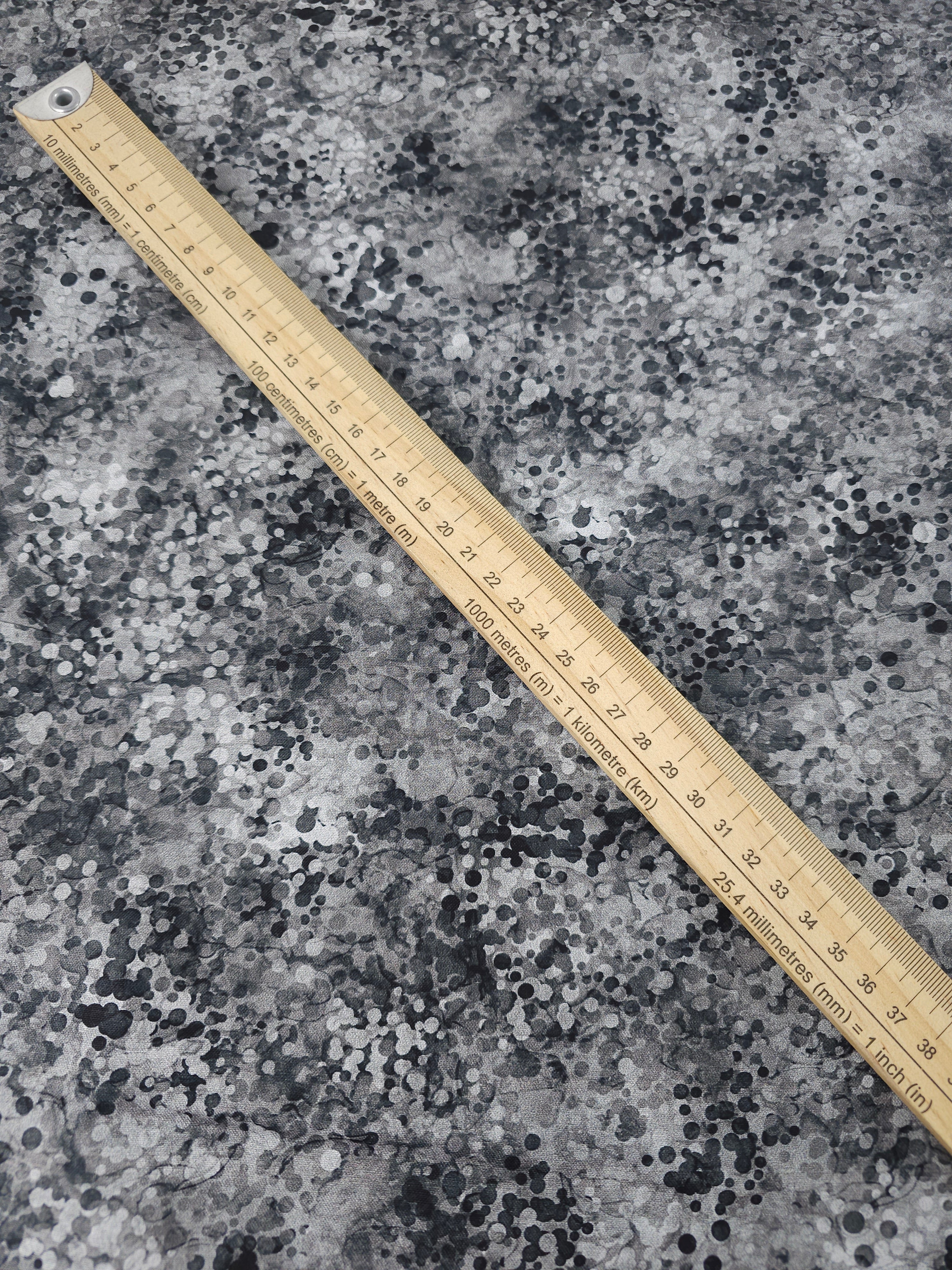Grey Smokey Watercolour Confetti Dots 100% Cotton