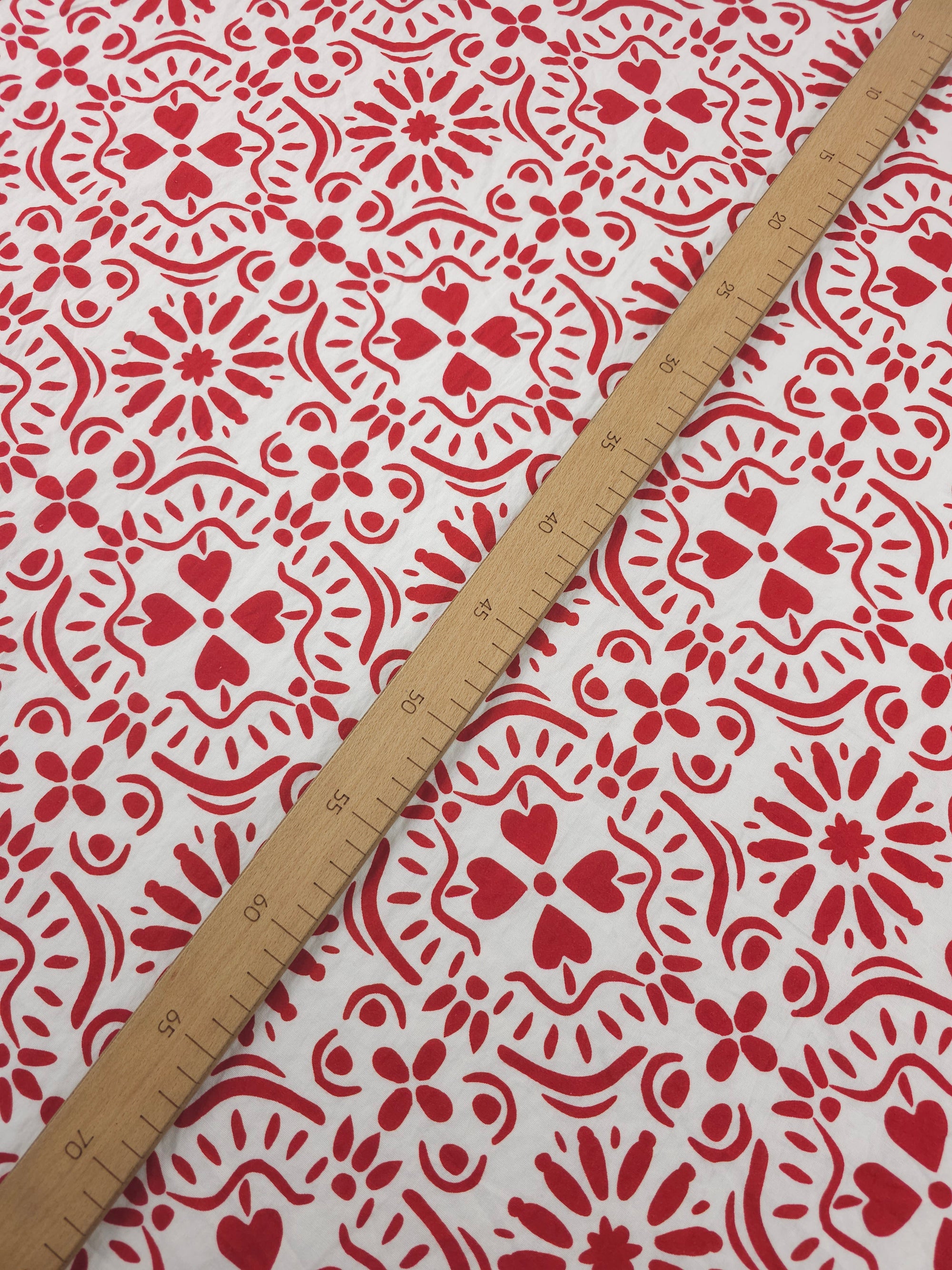 Red/White Heart Tapestry Cotton Modal