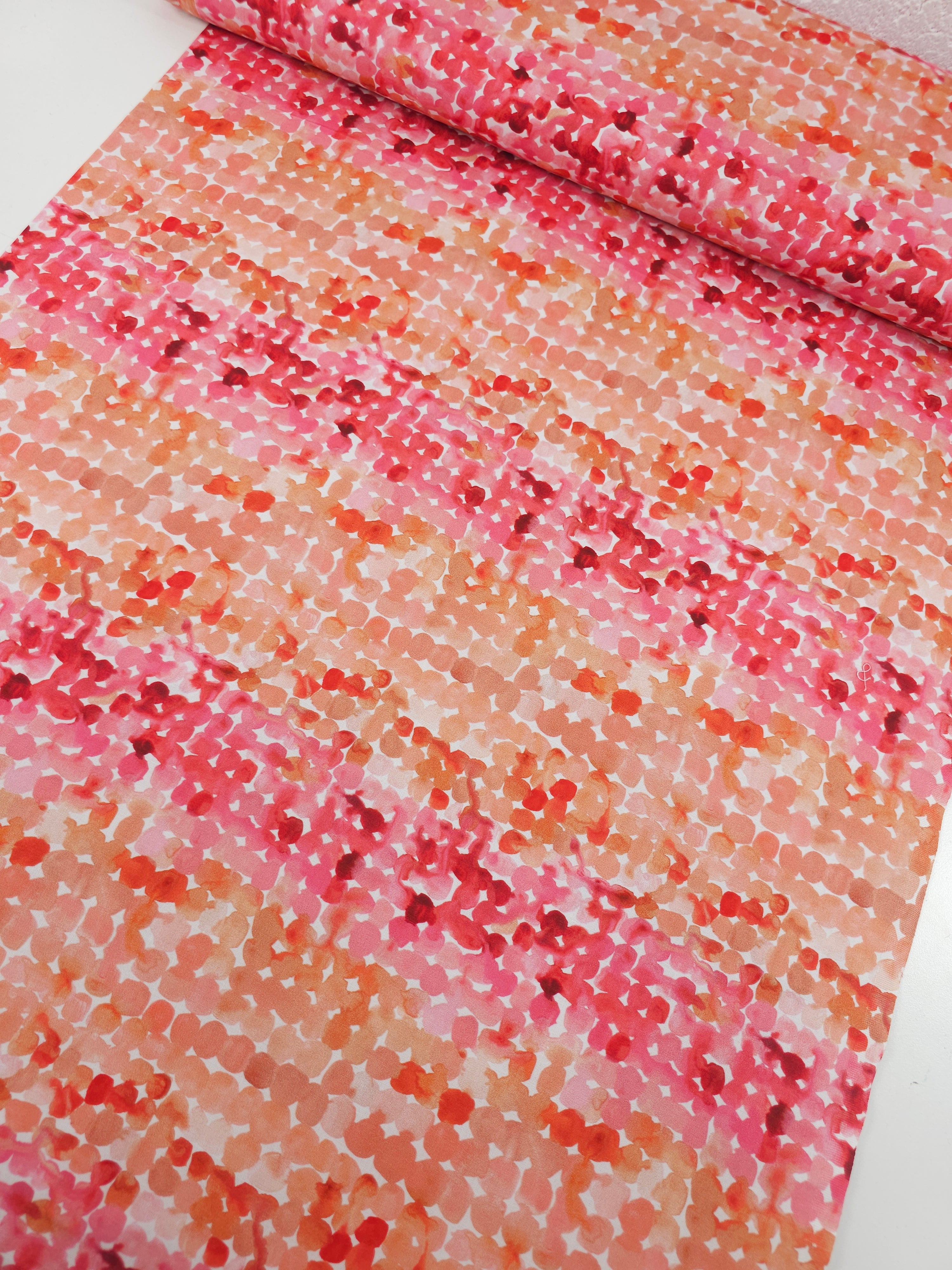 Peachy Orange/Pink Watercolour Spot 100% Cotton - Sara Boccaccini