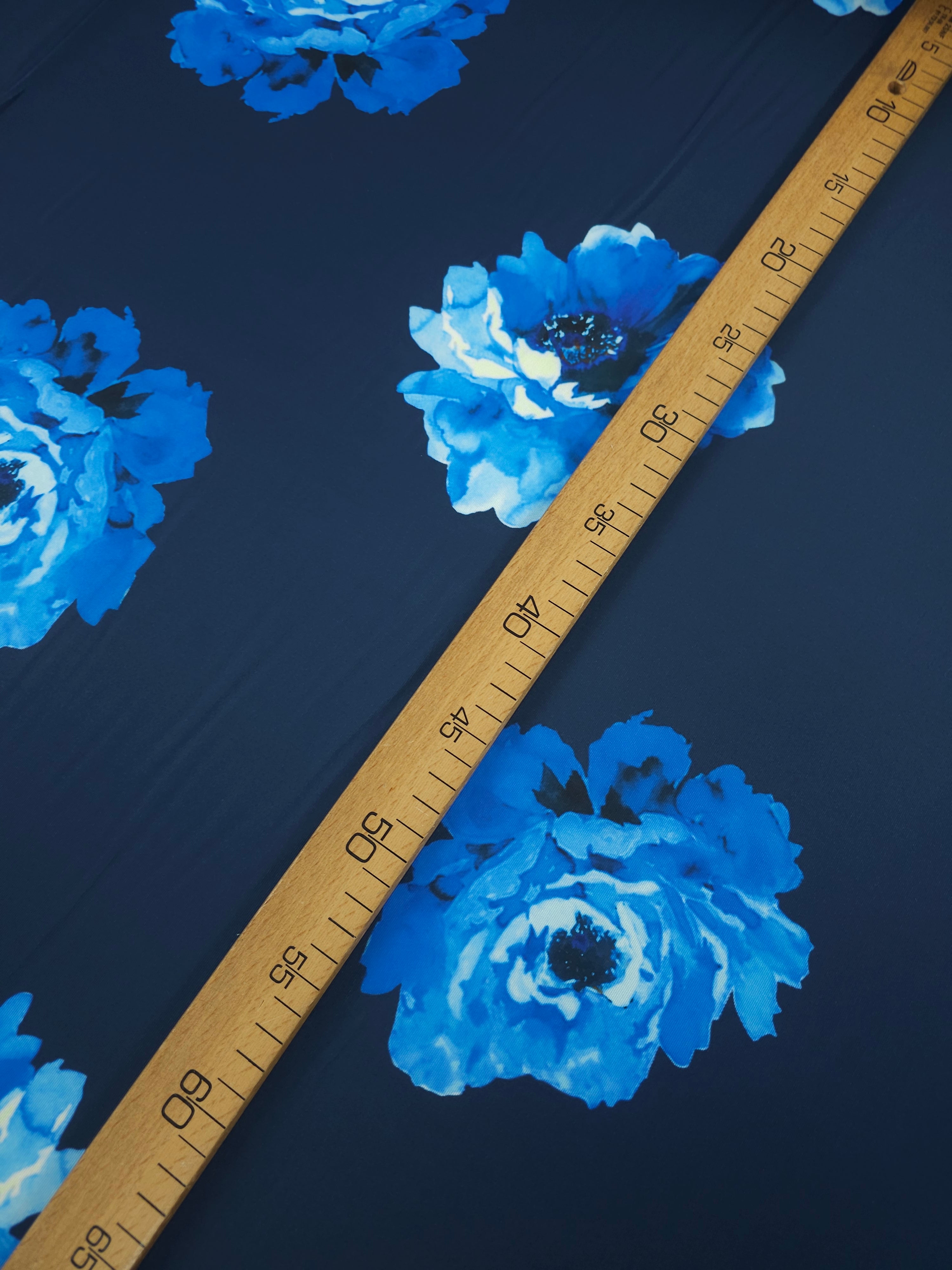 Blue/Navy Floating Flower Poly Jersey