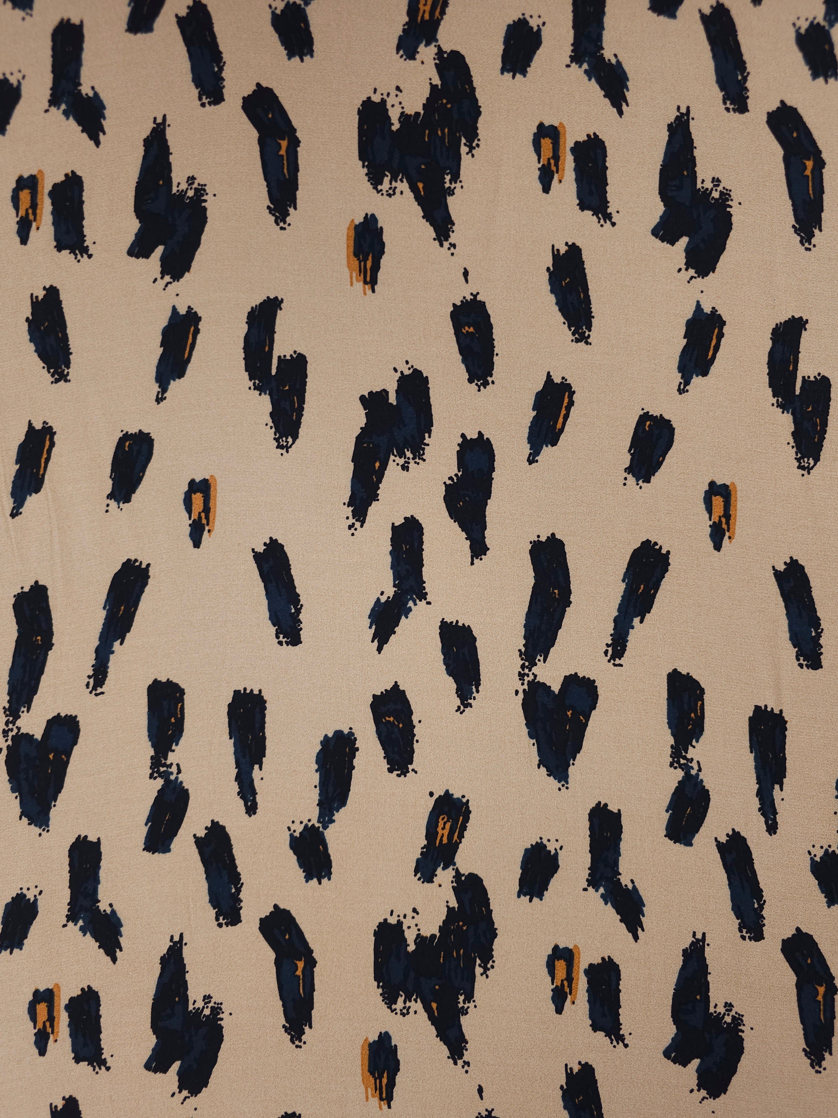 Tan Brushstroke Viscose Crepe
