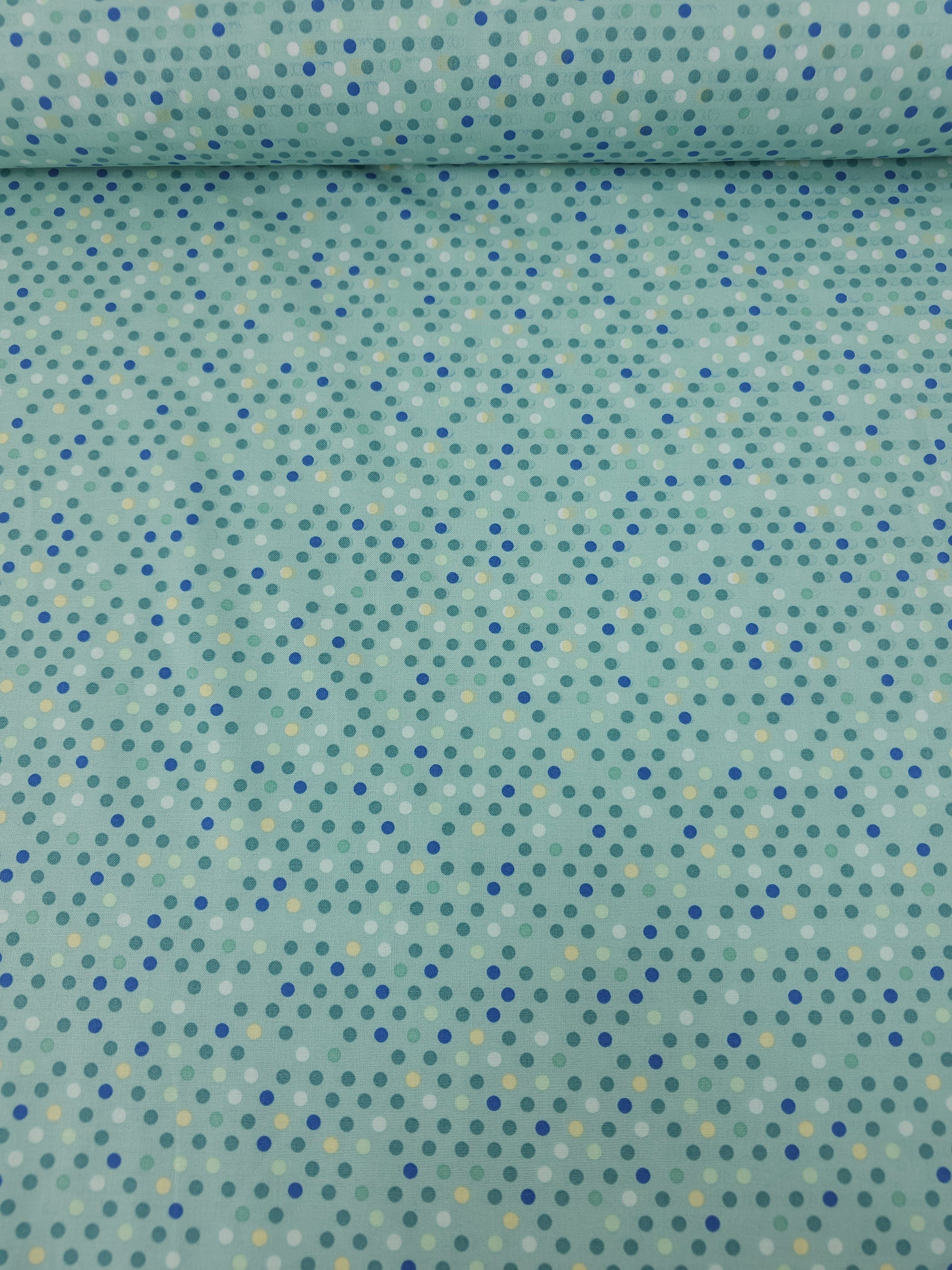 Mint Blue/Teal Geo Polka Dot  100% Cotton