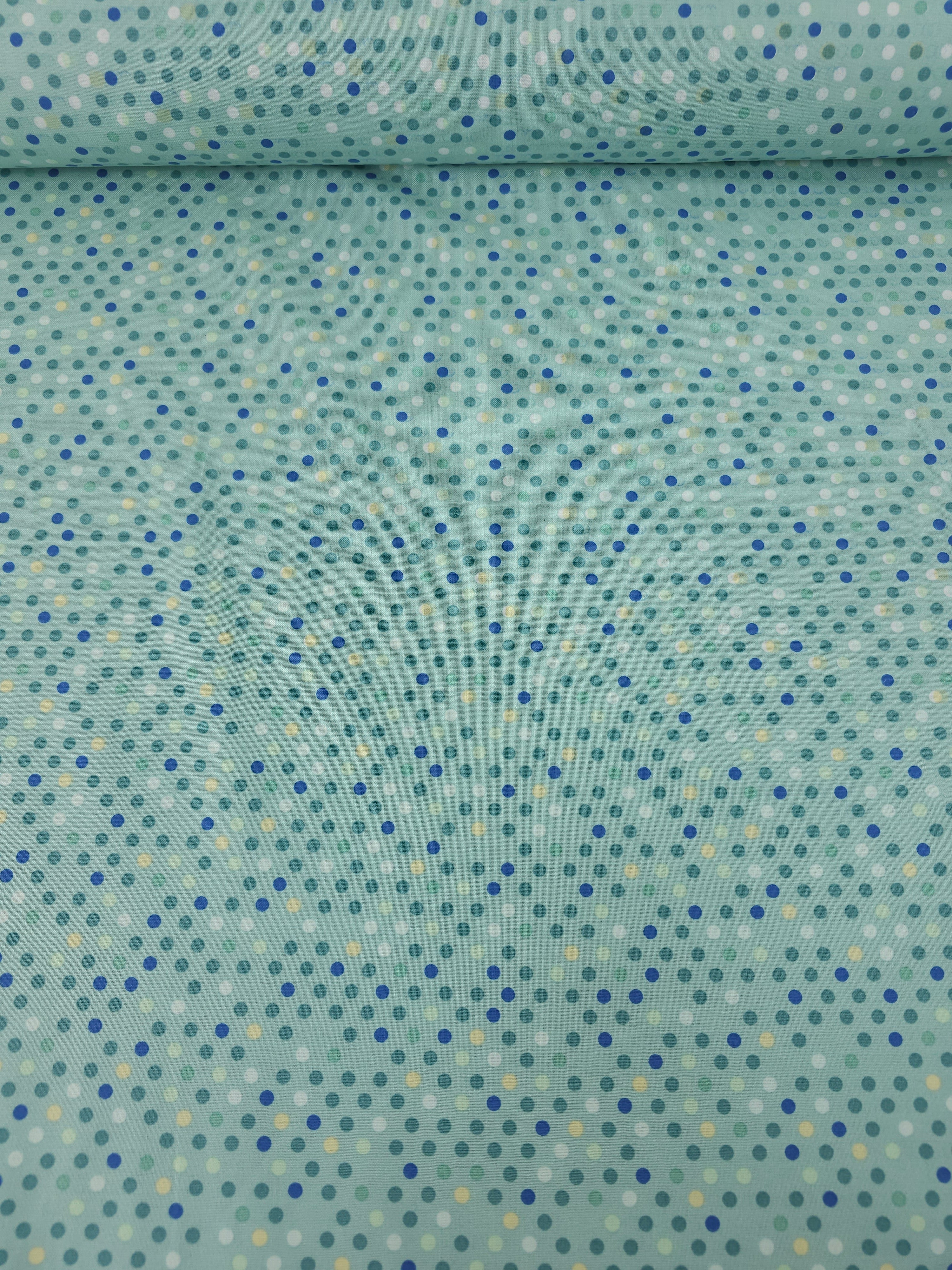 Mint Blue/Teal Geo Polka Dot  100% Cotton